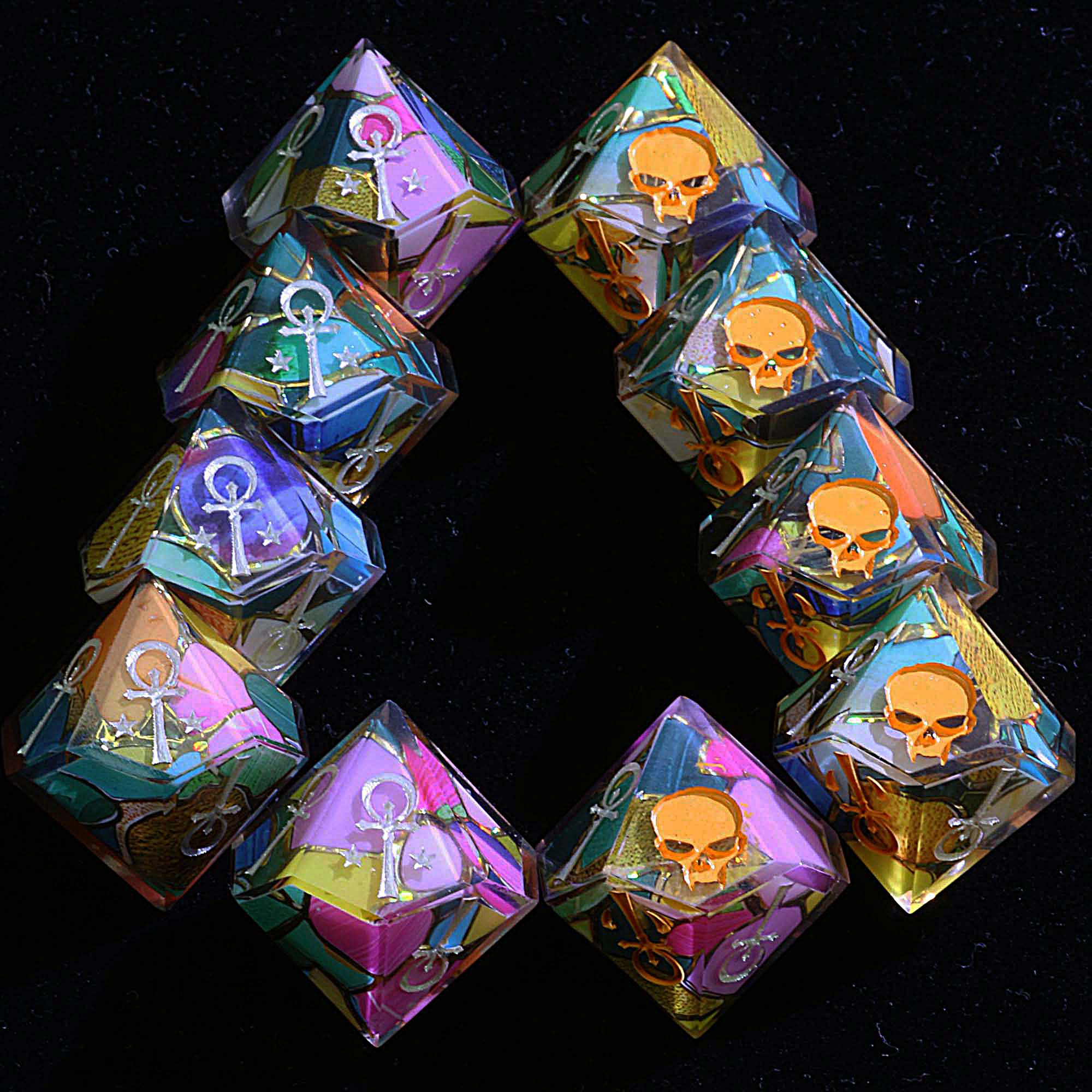 15 Polyhedral Camarilla Sets of Dice WoD VtM Shattered Floral Shadow - Dice of Dragons