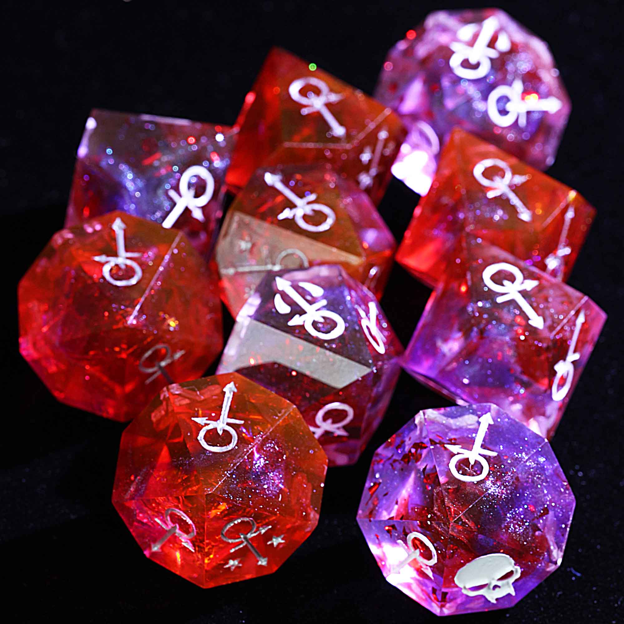15 Polyhedral Resin Anarch VtM WoD Dice Set Blood and Ambition