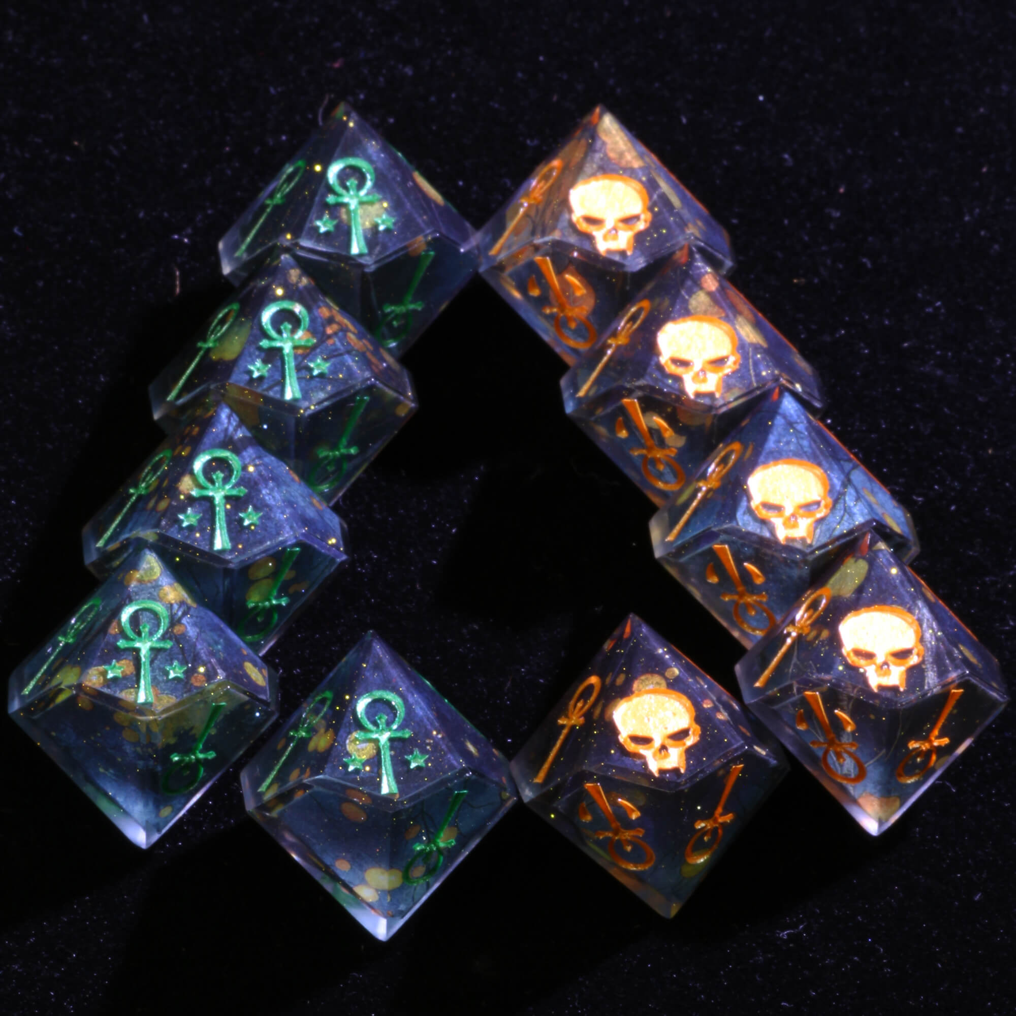 15 Polyhedral Resin Camarilla Sets VtM Dice WoD Cinder Dusk - Dice of Dragons