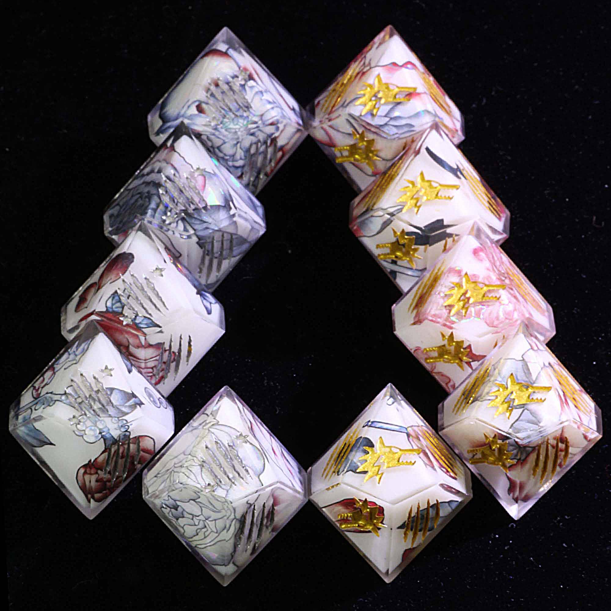 15 Polyhedral Resin Dice Set WtA WoD Red Rose - Dice of Dragons