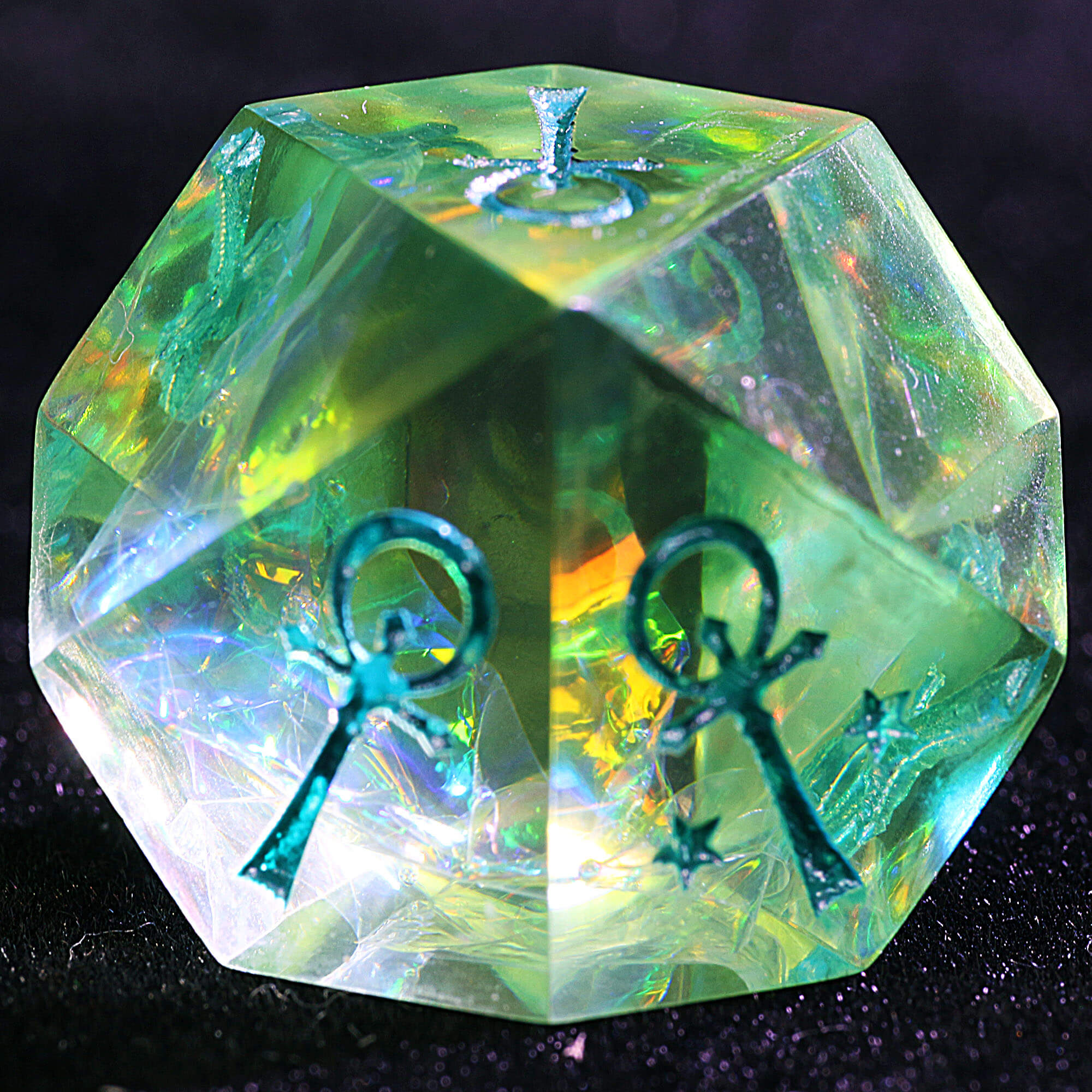 15 Polyhedral Resin Camarilla Set of Dice WoD VtM Jade Cipher - Dice of Dragons