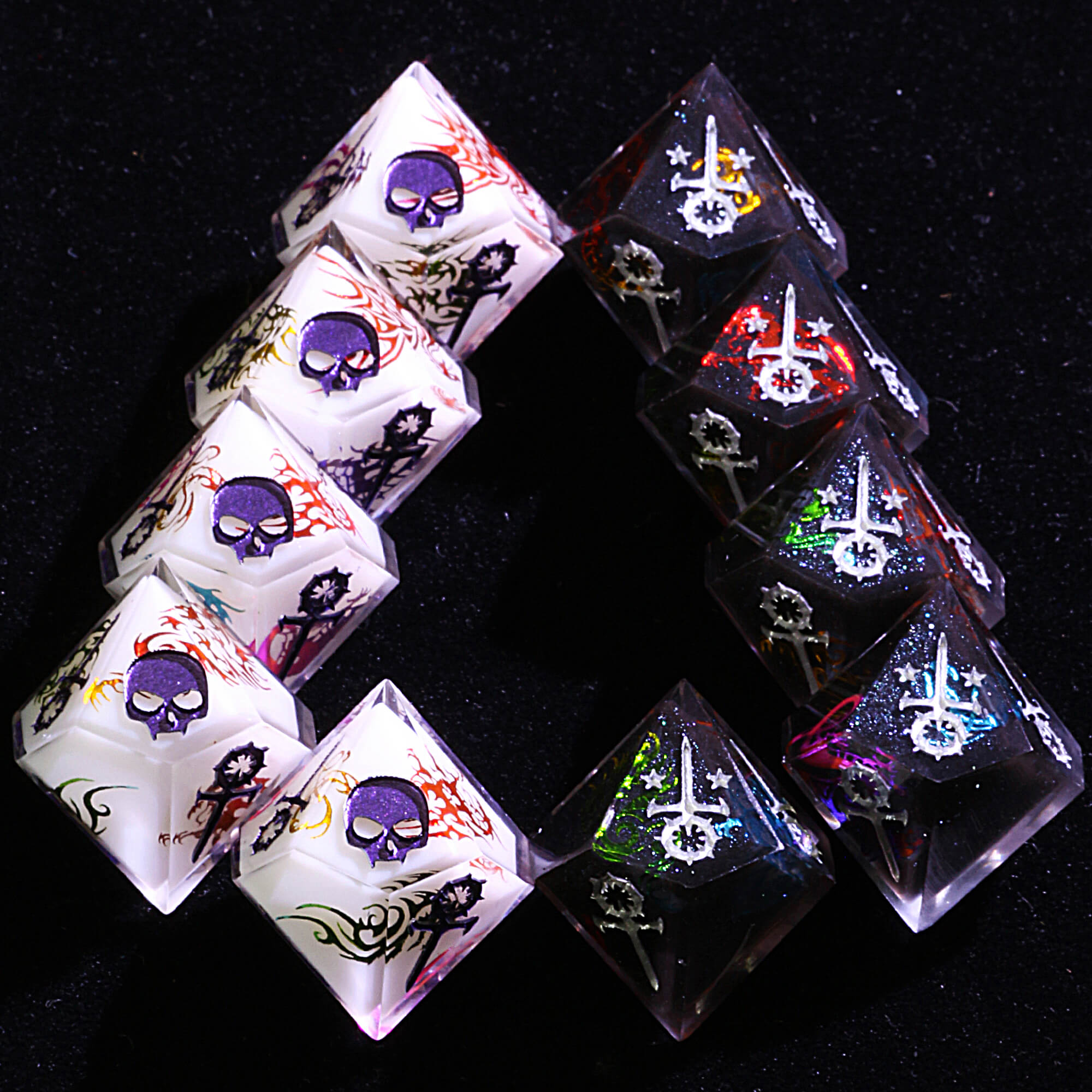 15 Polyhedral Resin Sabbat VtM Dice Set WoD Chameleon Gambit - Dice of Dragons