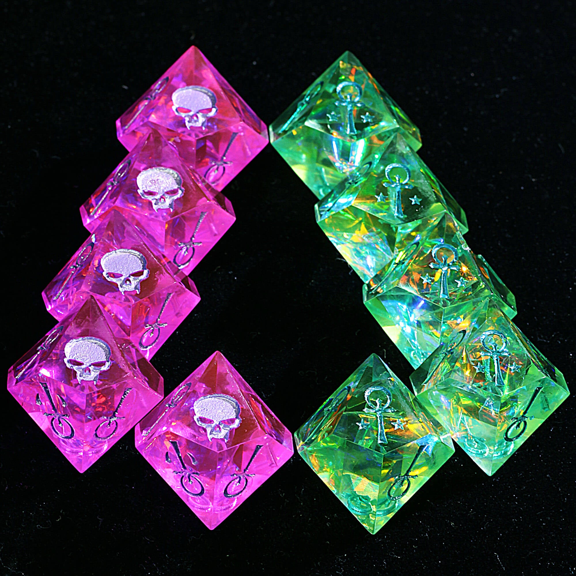 15 Polyhedral Resin Camarilla Set of Dice WoD VtM Jade Cipher - Dice of Dragons