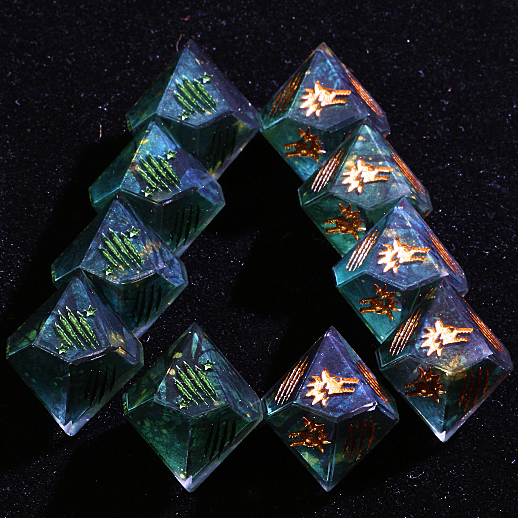 15 Polyhedral Resin WoD WtA Set Dice Nightfall Azure - Dice of Dragons
