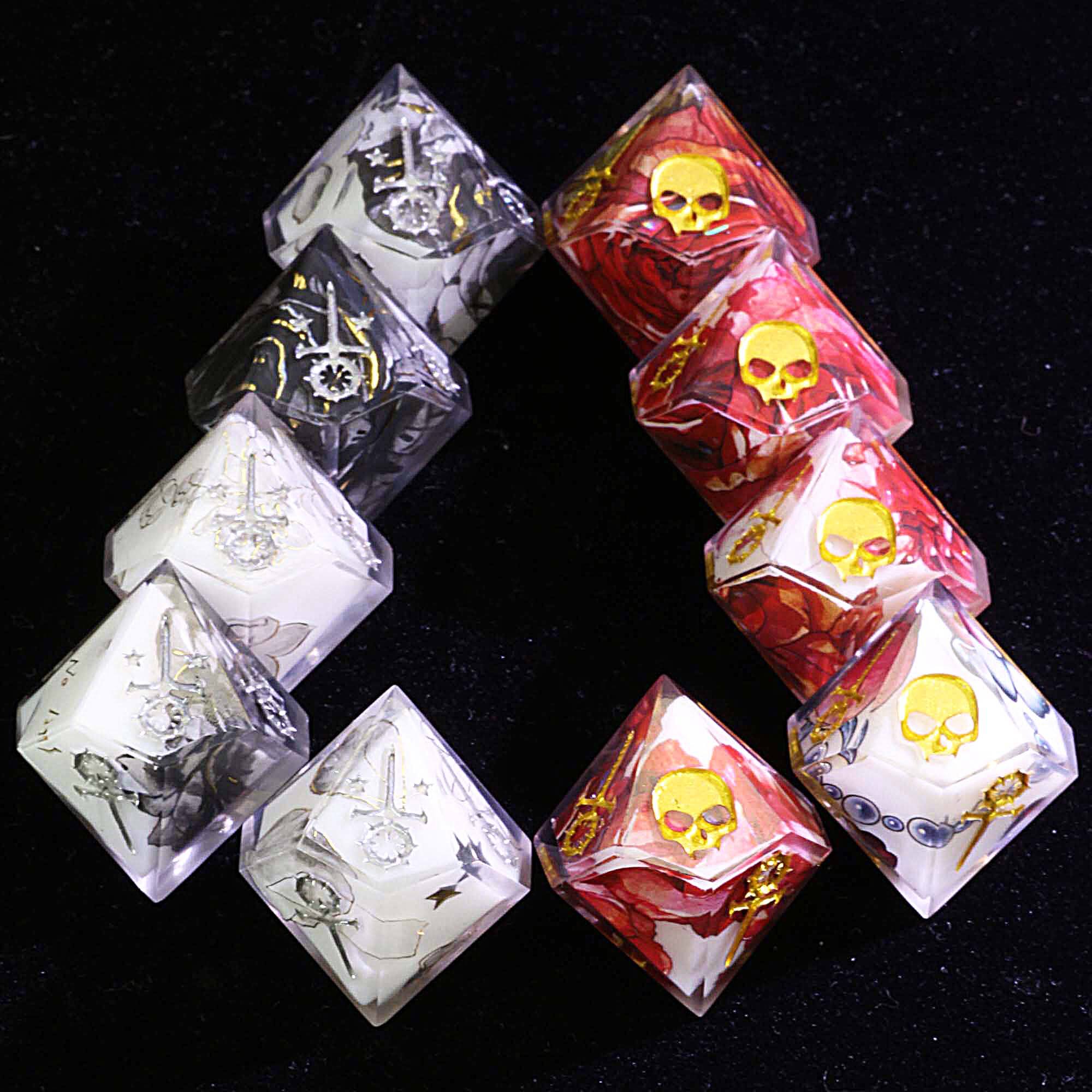 15 Polyhedral Sabbat Dice VtM WoD Set Dark Night Rose - Dice of Dragons