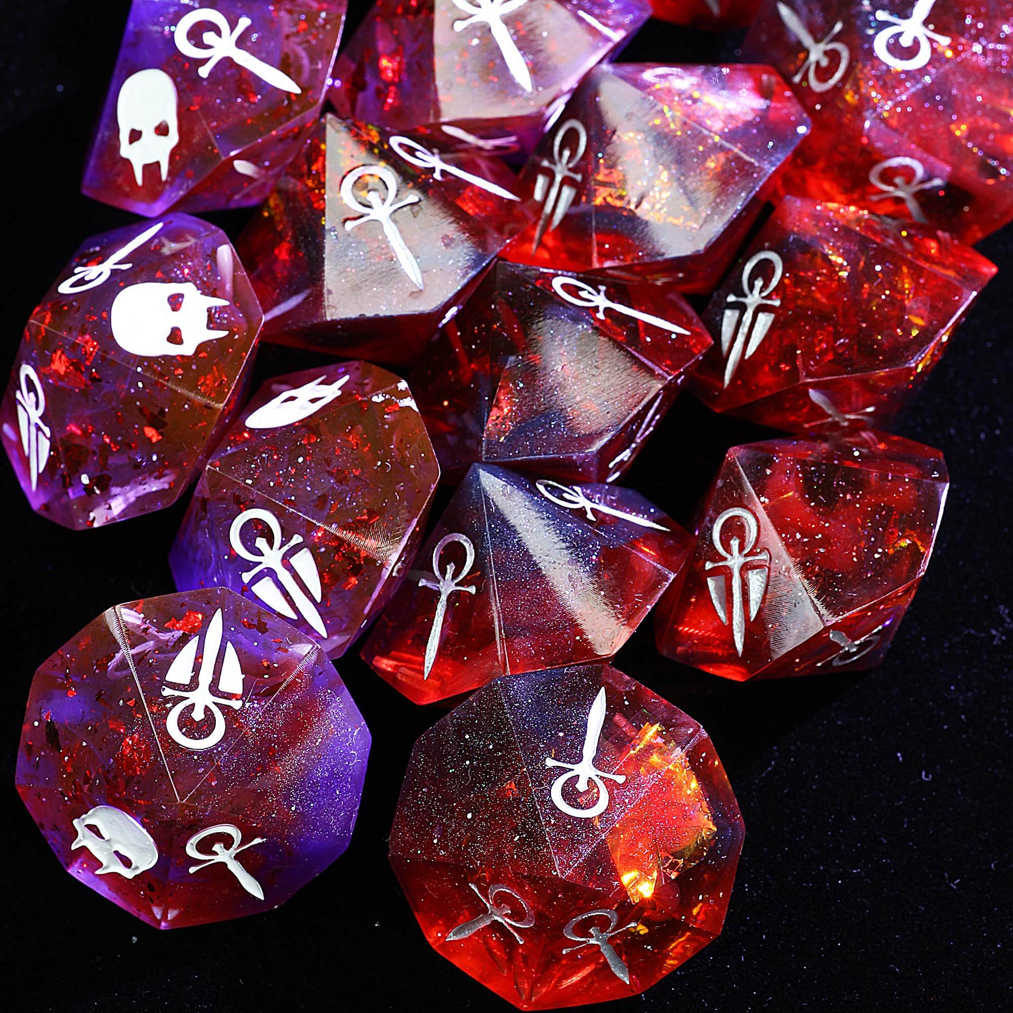 15 Resin Set of D&D Vampire The Masquerade VtM Hunger Dice Purple Blood Red