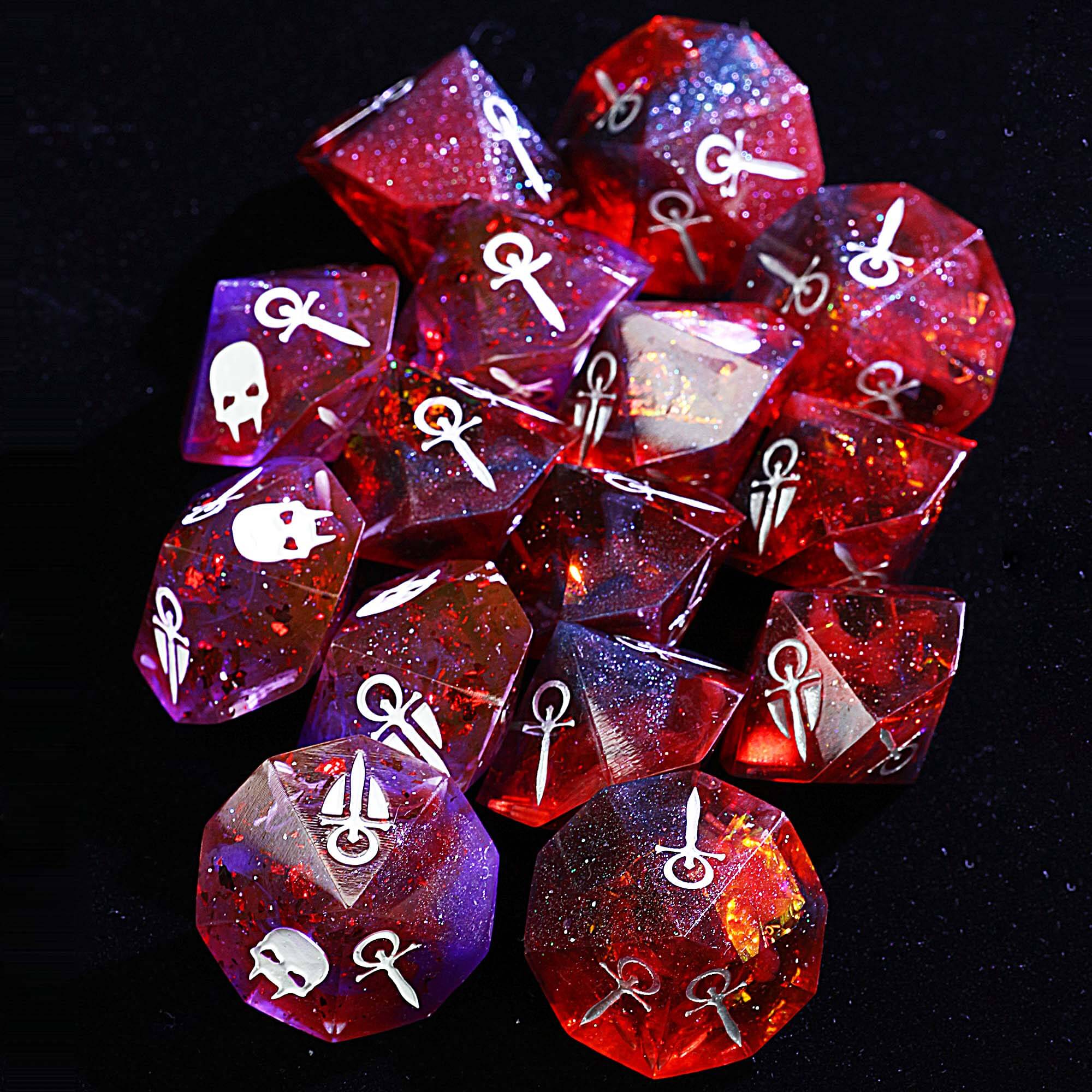 15 Resin Set of D&D Vampire The Masquerade VtM Hunger Dice Purple Blood Red