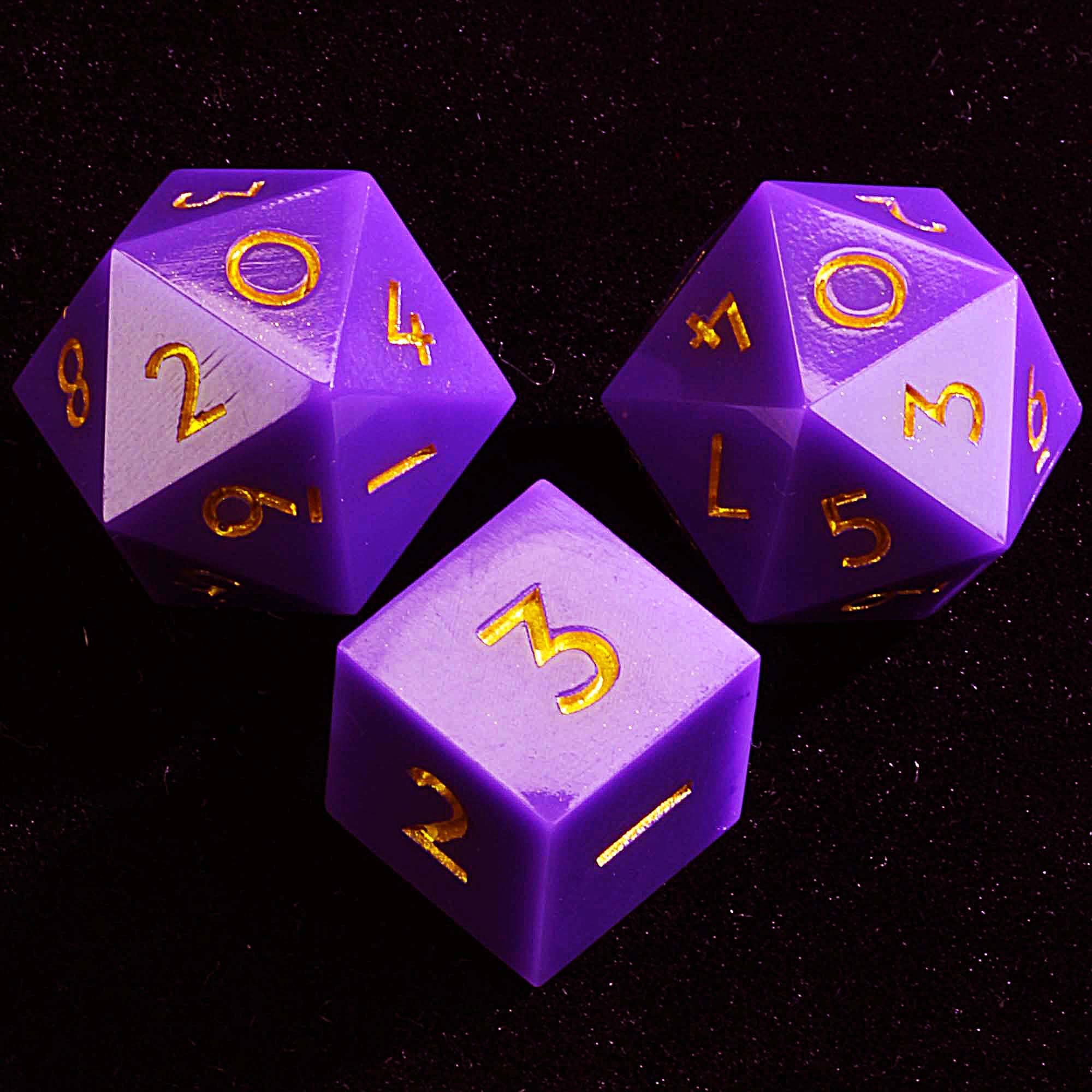 3 Polyhedral Resin 20 Sided D10 and 6 Sided D3 Dice Draw Steel Sets Purple