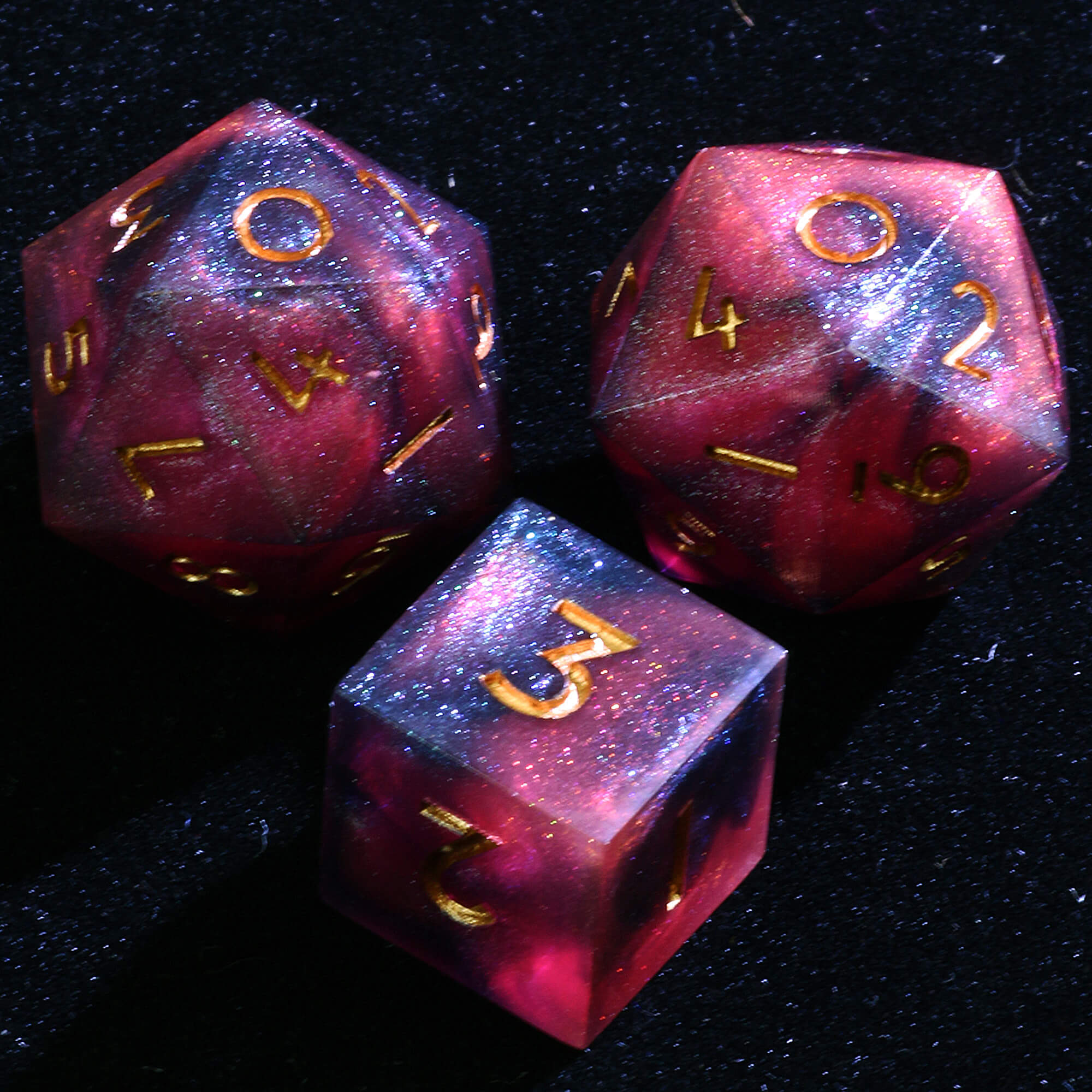3 Polyhedral Resin 20 Sided D10 and 6 Sided D3 Set of Draw Steel Dice Inferno Aurora - Dice of Dragons