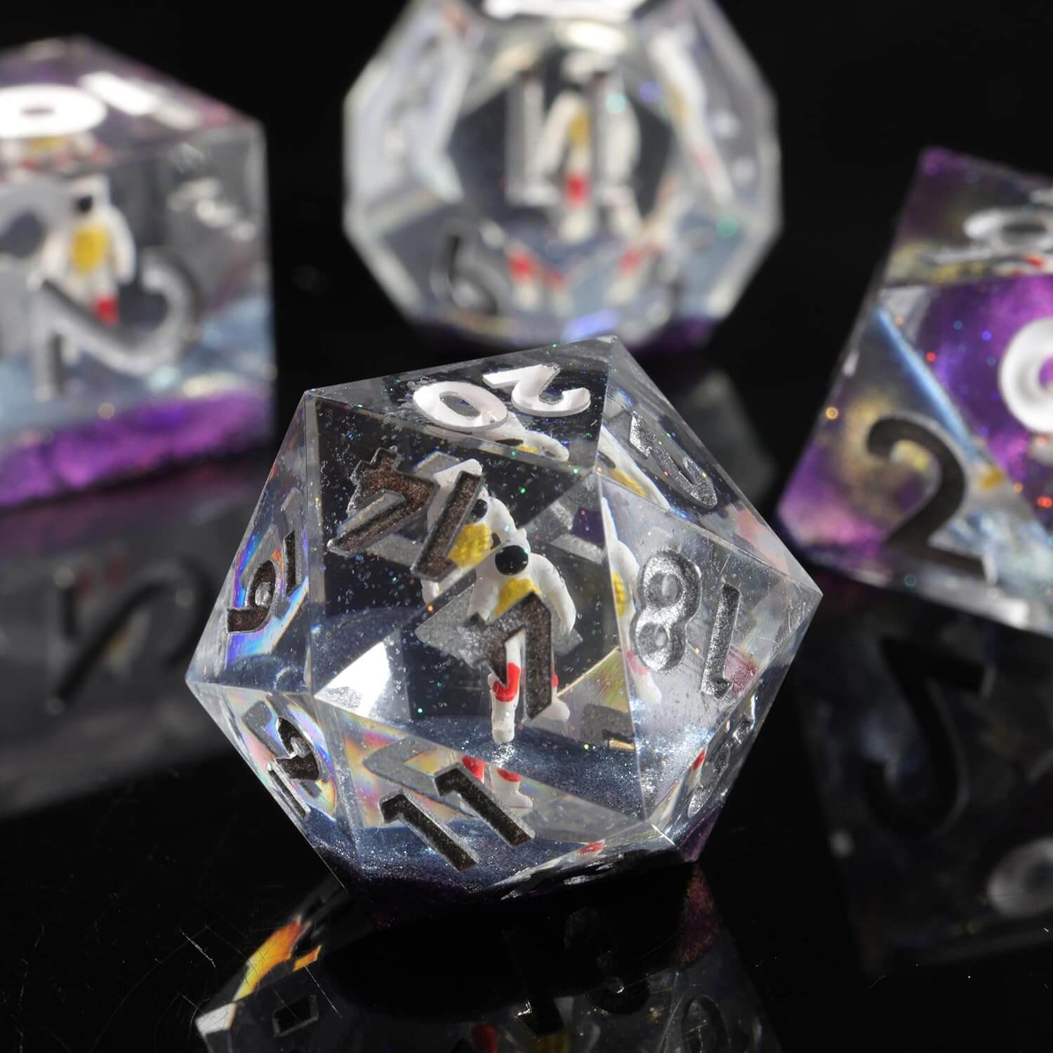3D Astronaut Sharp Edge Resin Polyhedral 7-Piece D&D Dice Set - Dice of Dragons