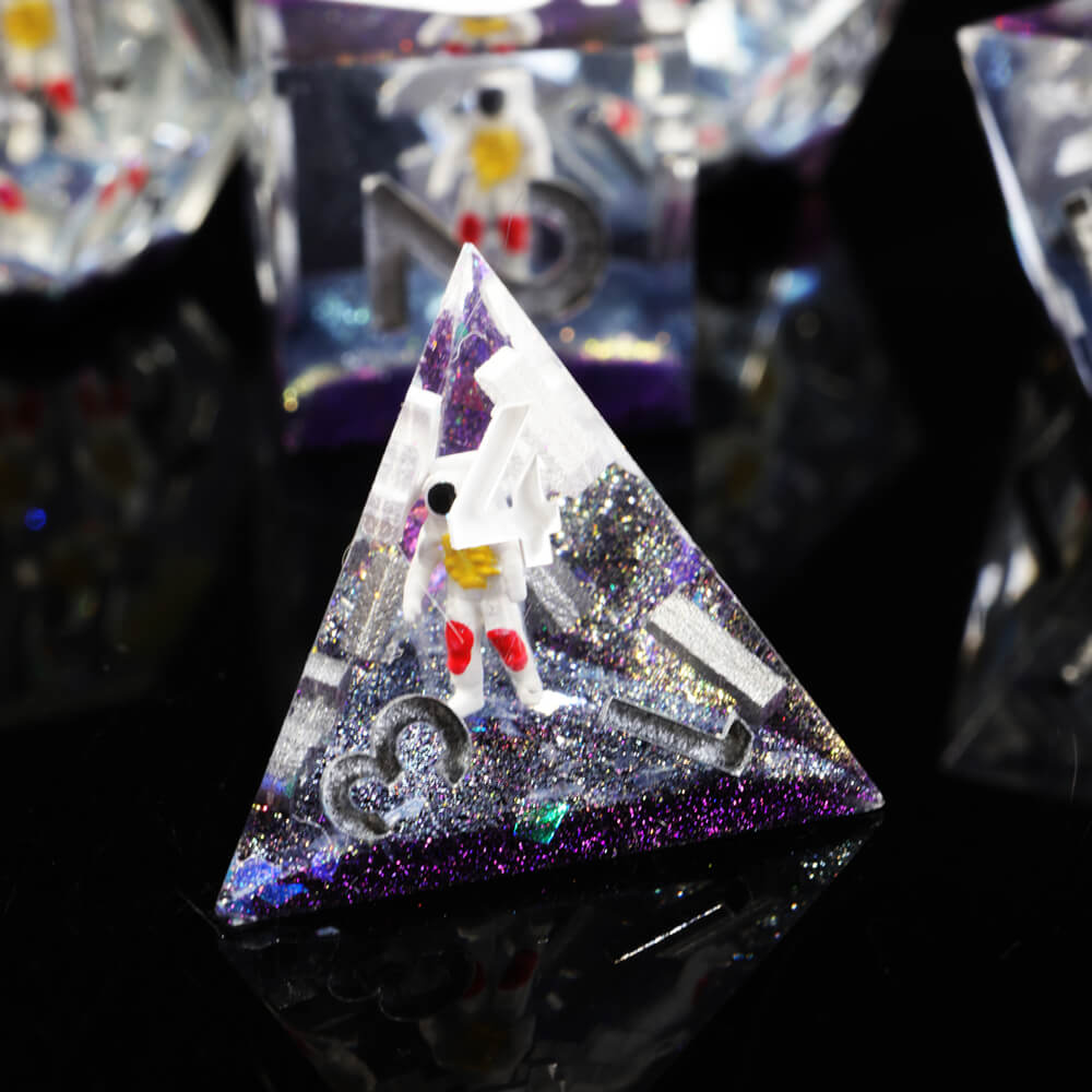 3D Astronaut Sharp Edge Resin Polyhedral 7-Piece D&D Dice Set - Dice of Dragons