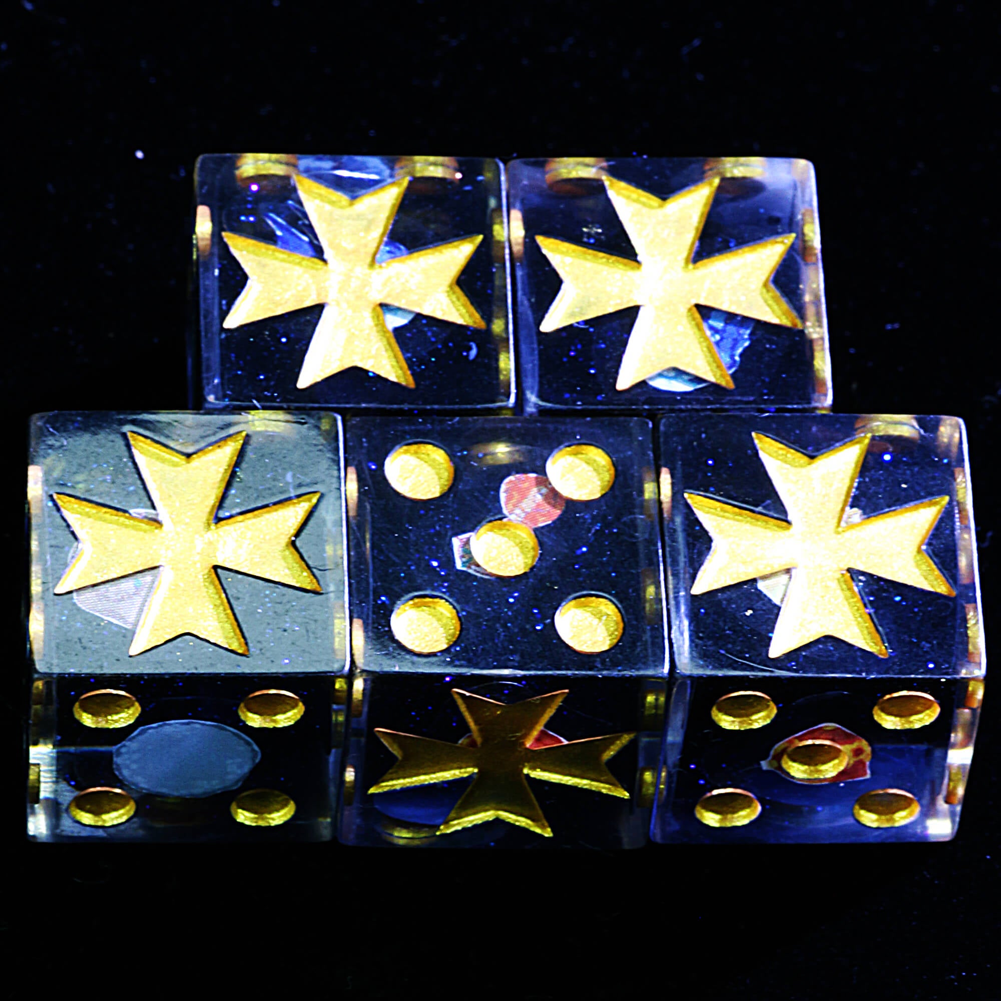 5 Polyhedral Resin Black Templars Sets Dice Warhammer 40K D6 Starforged