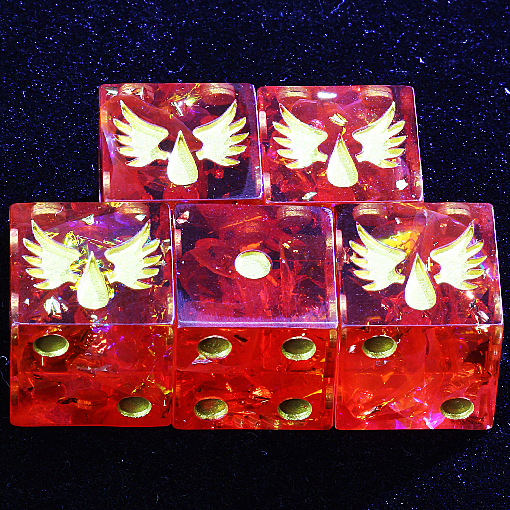 5 Polyhedral Resin Blood Angels D6 Dice Set Warhammer 40K Crimson Martyrs