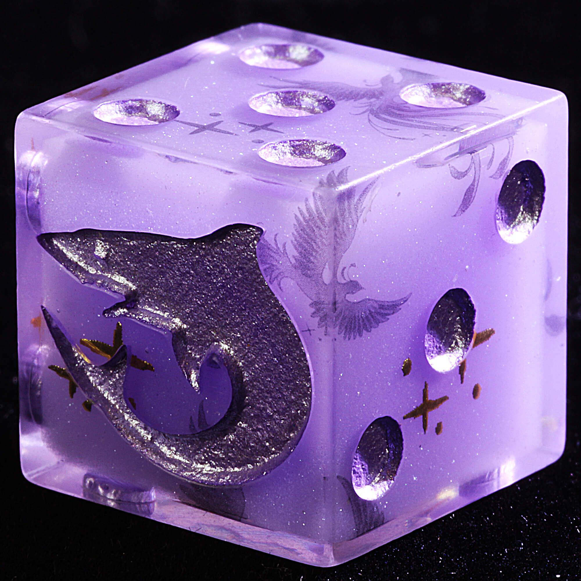5 Polyhedral Resin Carcharodons Set of Dice Warhammer 40K D6 Amethyst Drift