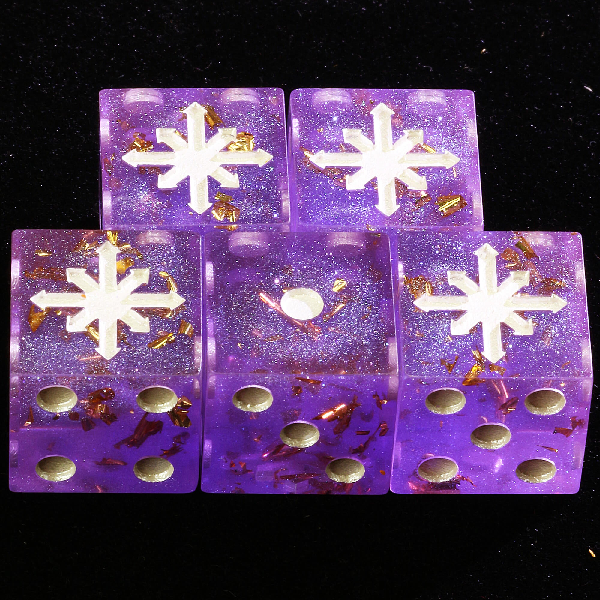 5 Polyhedral Resin Chaos Space D6 Warhammer 40K Set Dice Arcane Amethyst