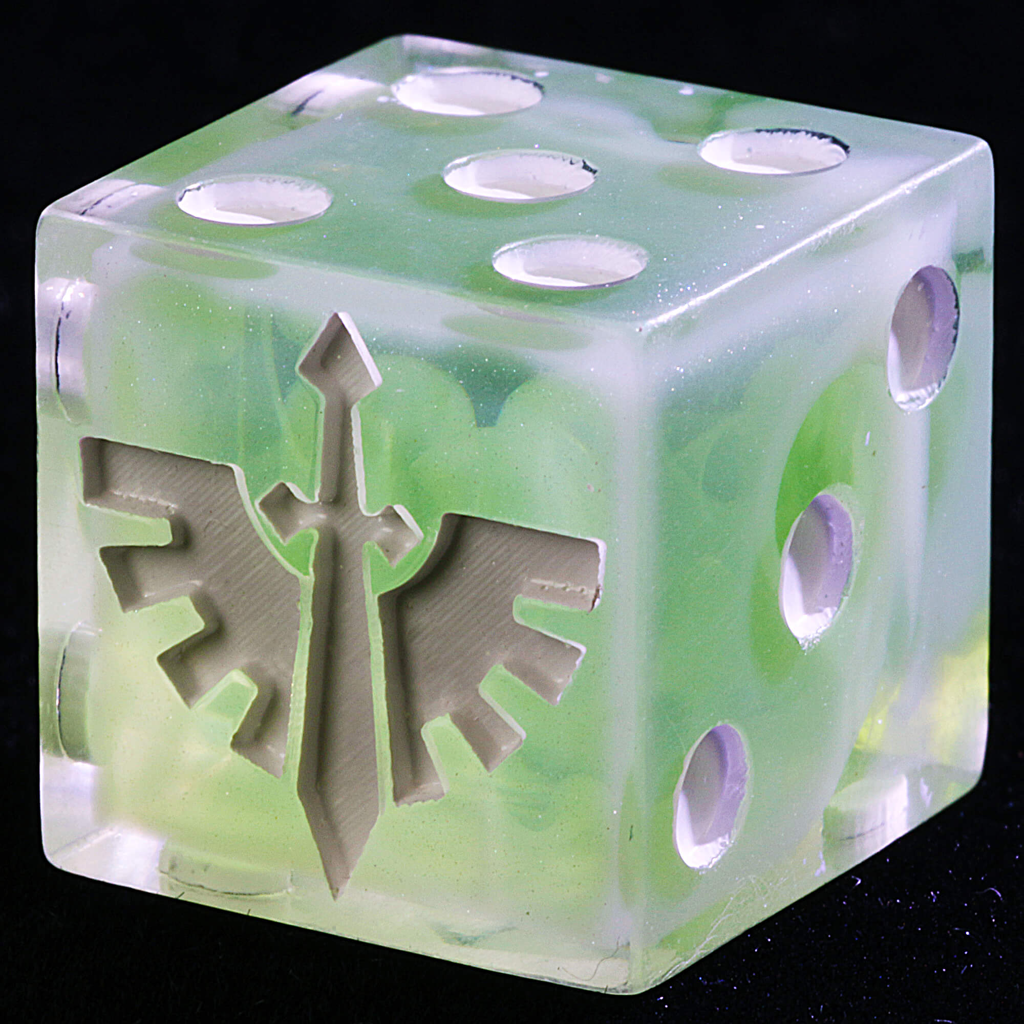5 Polyhedral Resin Dark Angels Set Dice D6 Warhammer 40K Jade Vigil