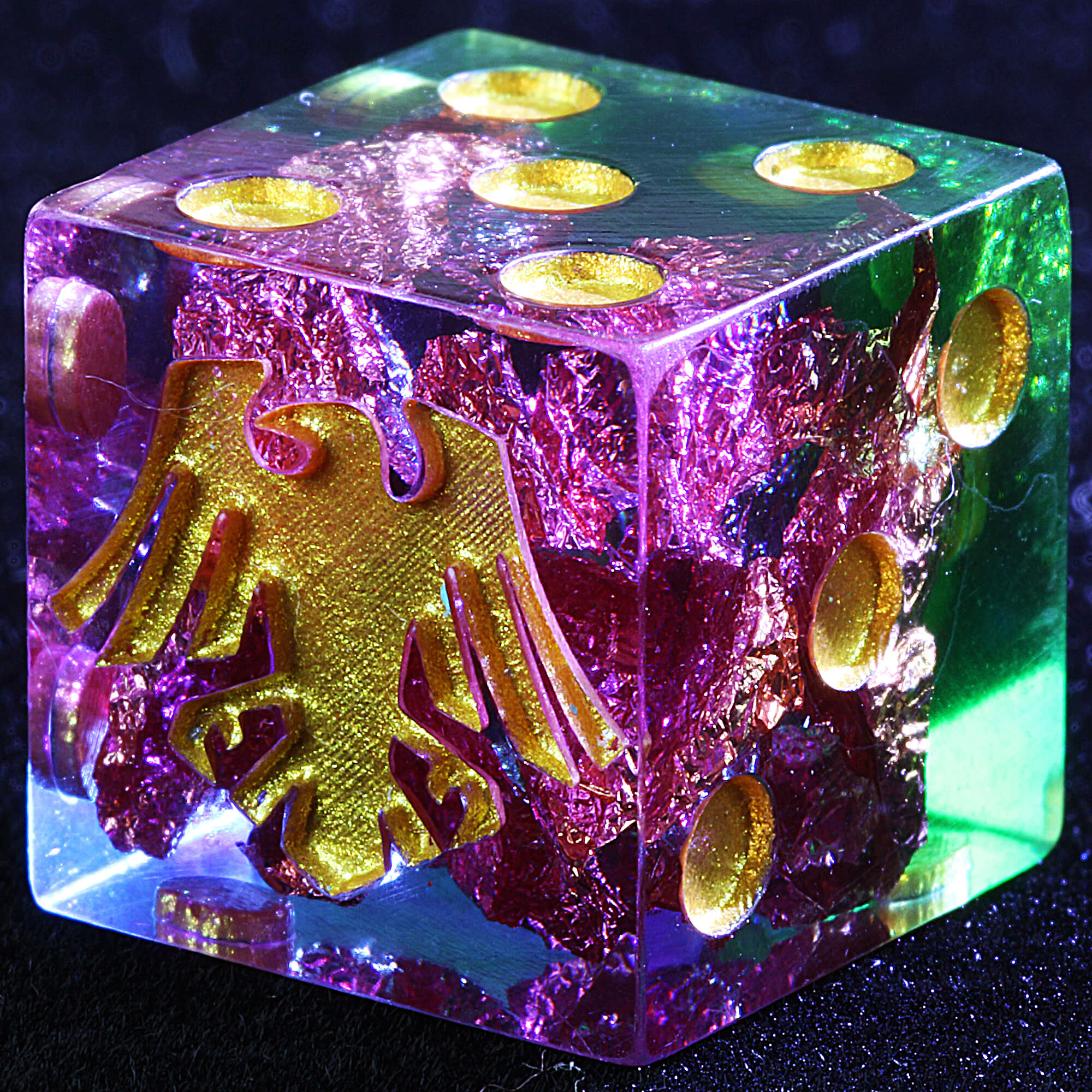 5 Polyhedral Resin Raven Guard D6 Sets Dice Warhammer 40K Gilded Warp