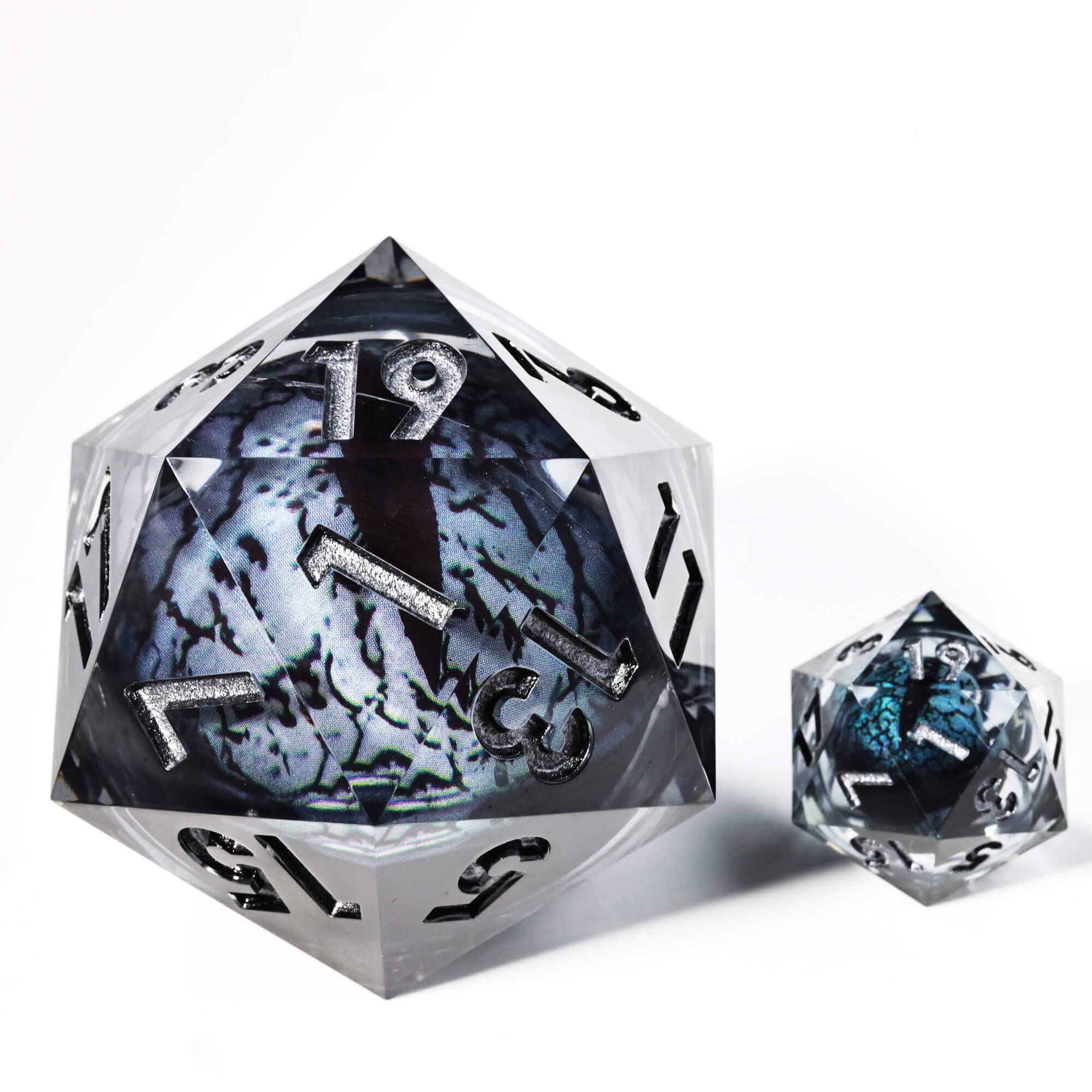 50mm Sharp Edge Polyhedral Black Dragon Eye DnD Big D20 Dice - Dice of Dragons