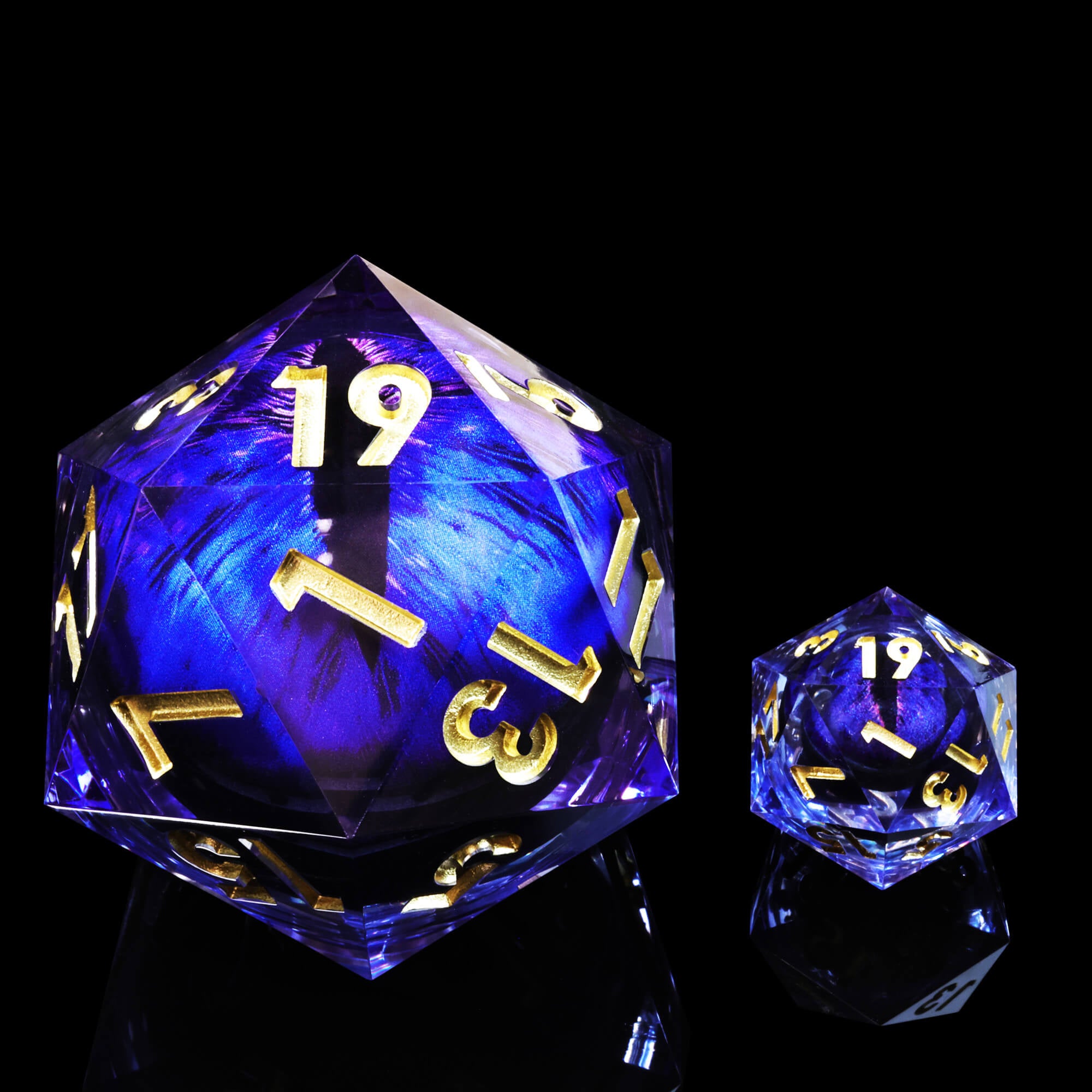 50mm Sharp Edge Polyhedral Blue Dragon Eye DnD Big D20 Dice - Dice of Dragons
