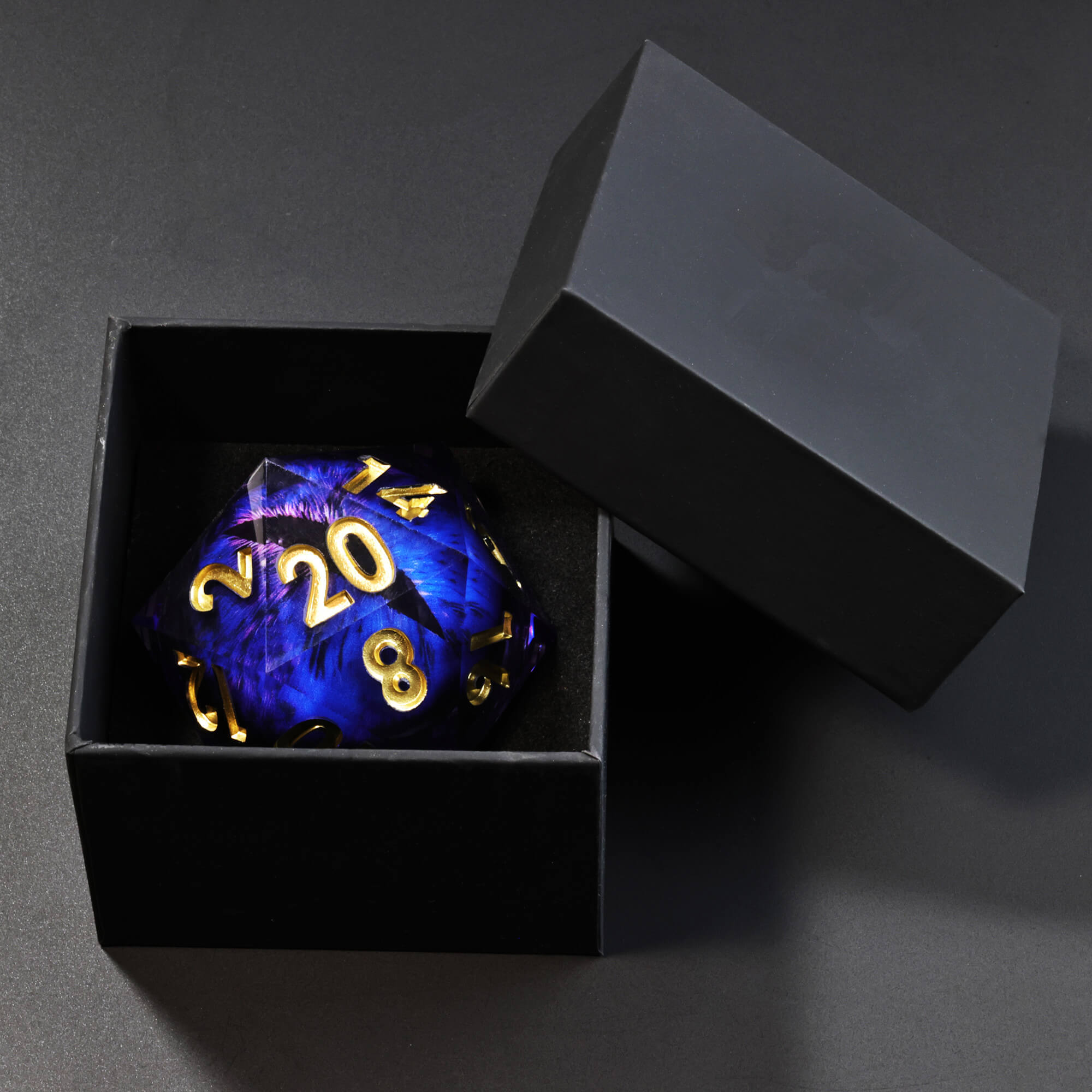 50mm Sharp Edge Polyhedral Blue Dragon Eye DnD Big D20 Dice - Dice of Dragons