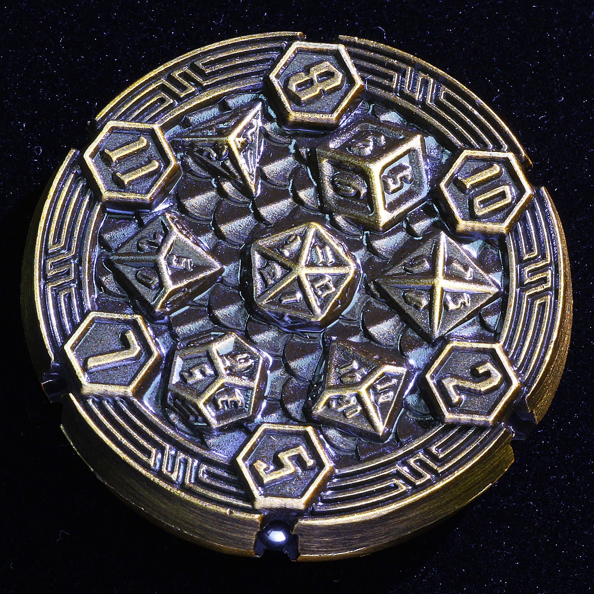 7 Die Metal Flip DnD Coin Dice Set - Dice of Dragons