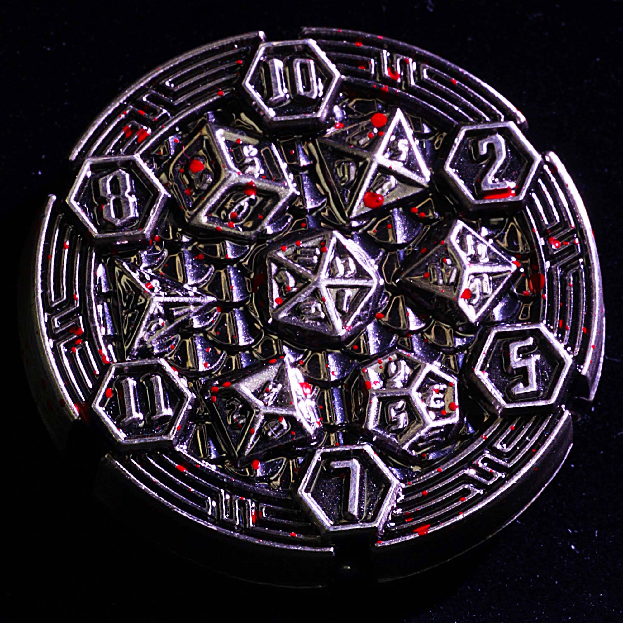 7 Die Metal Flip DnD Coin Dice Set Blood - Dice of Dragons