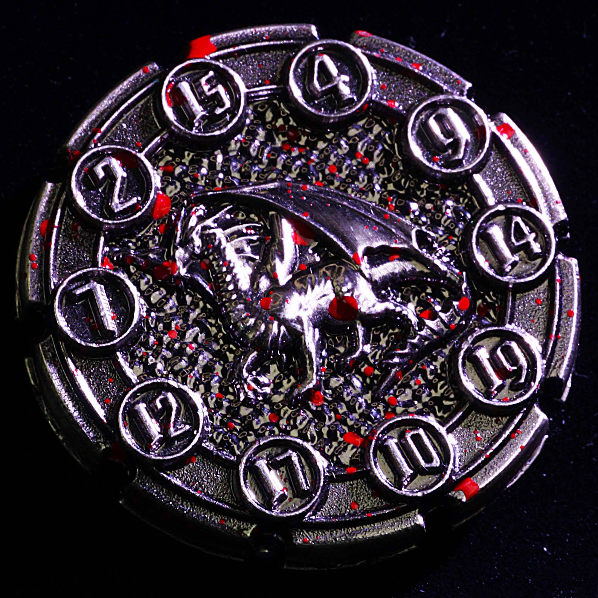 7 Die Metal Flip DnD Coin Dice Set Blood - Dice of Dragons