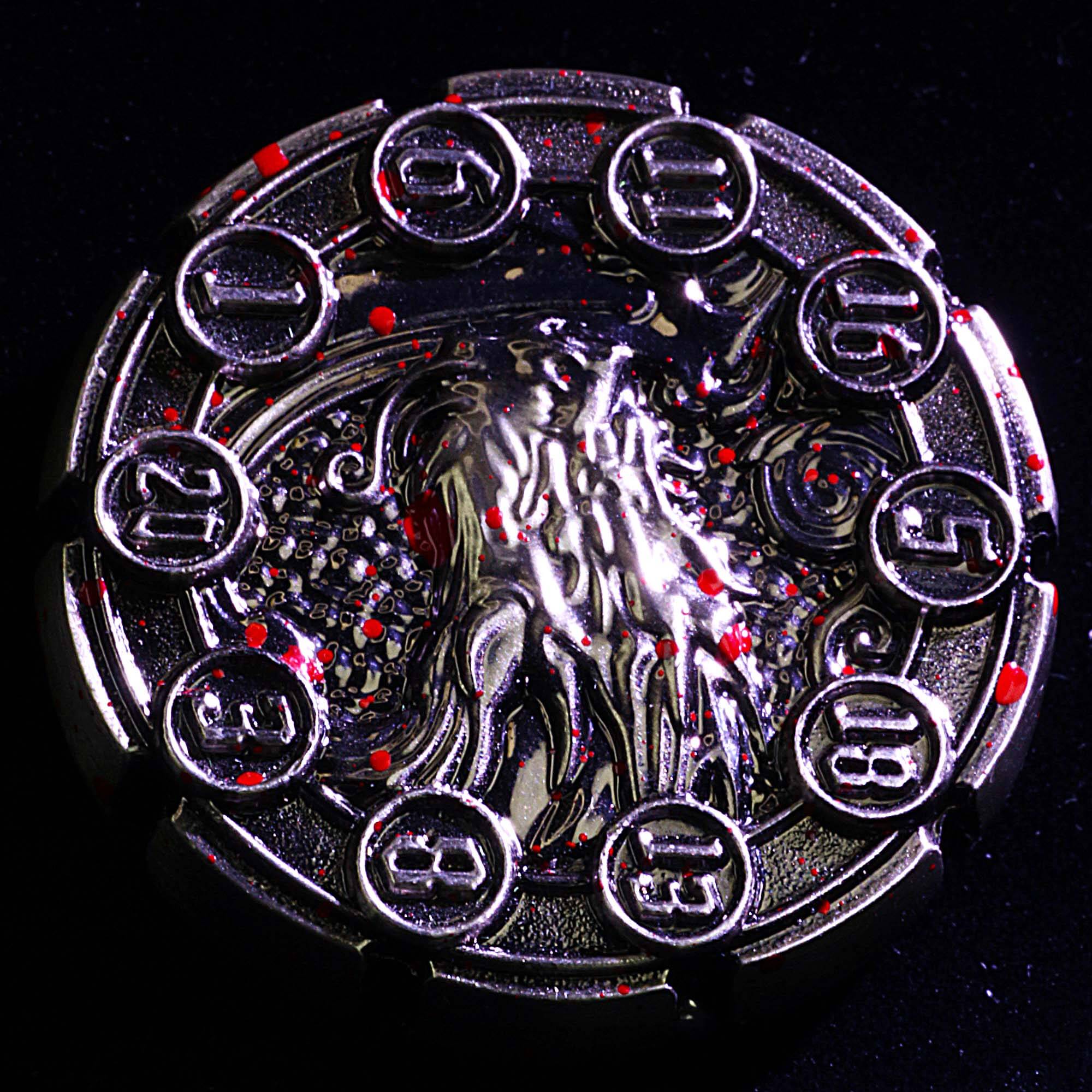 7 Die Metal Flip DnD Coin Dice Set Blood - Dice of Dragons