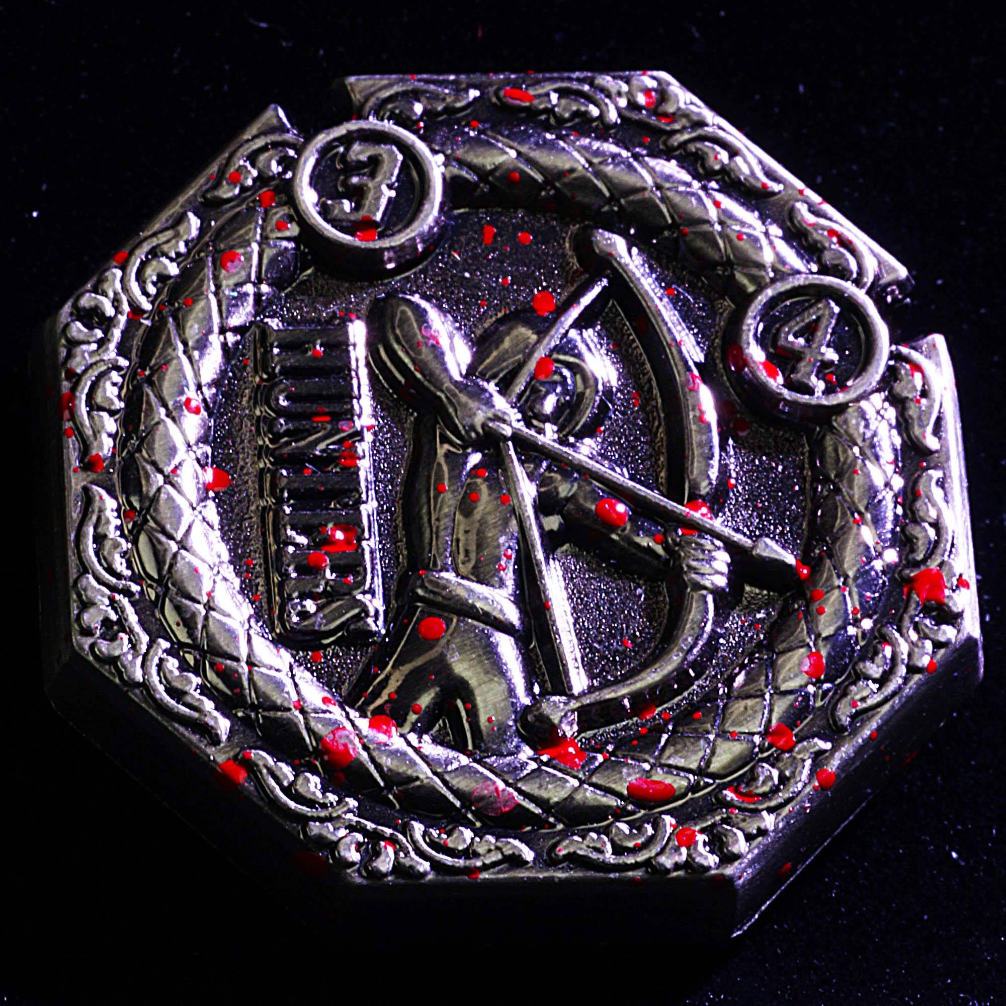 7 Die Metal Flip DnD Coin Dice Set Blood - Dice of Dragons