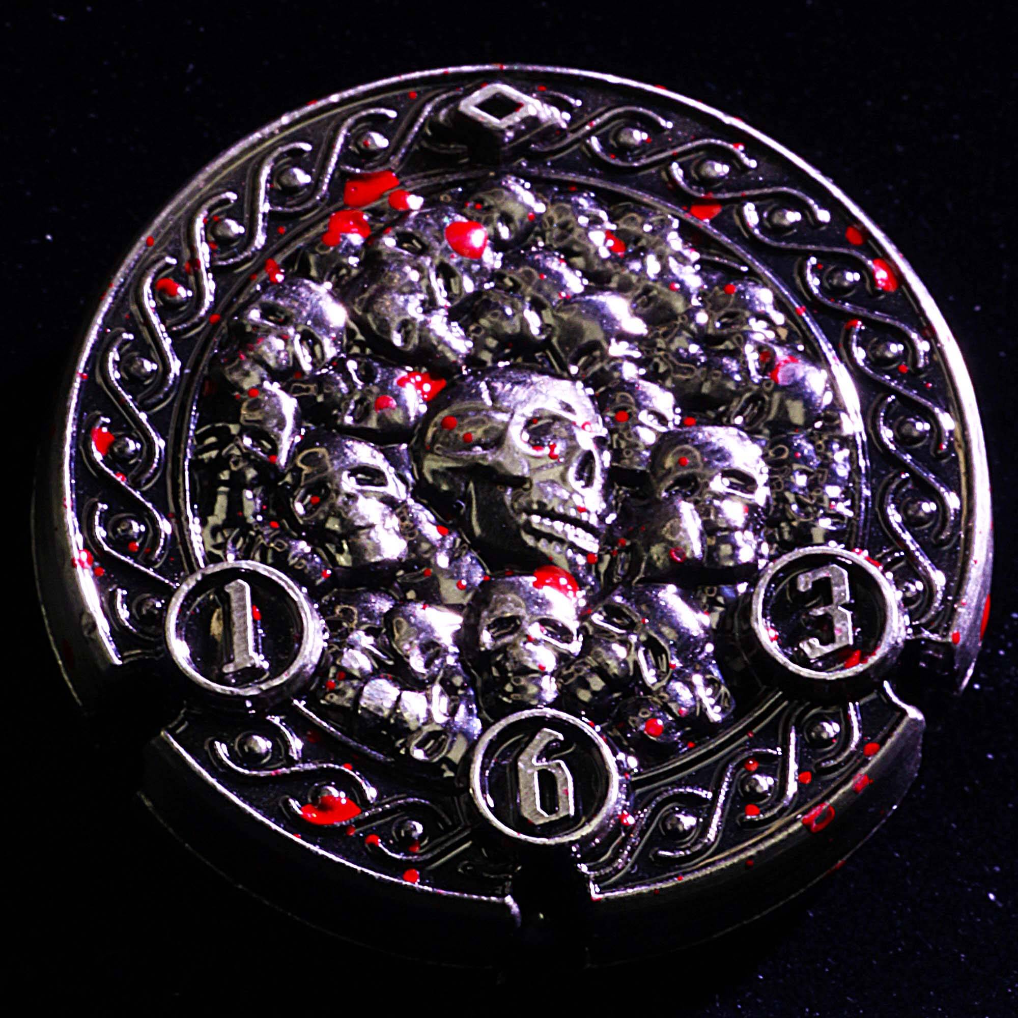 7 Die Metal Flip DnD Coin Dice Set Blood - Dice of Dragons