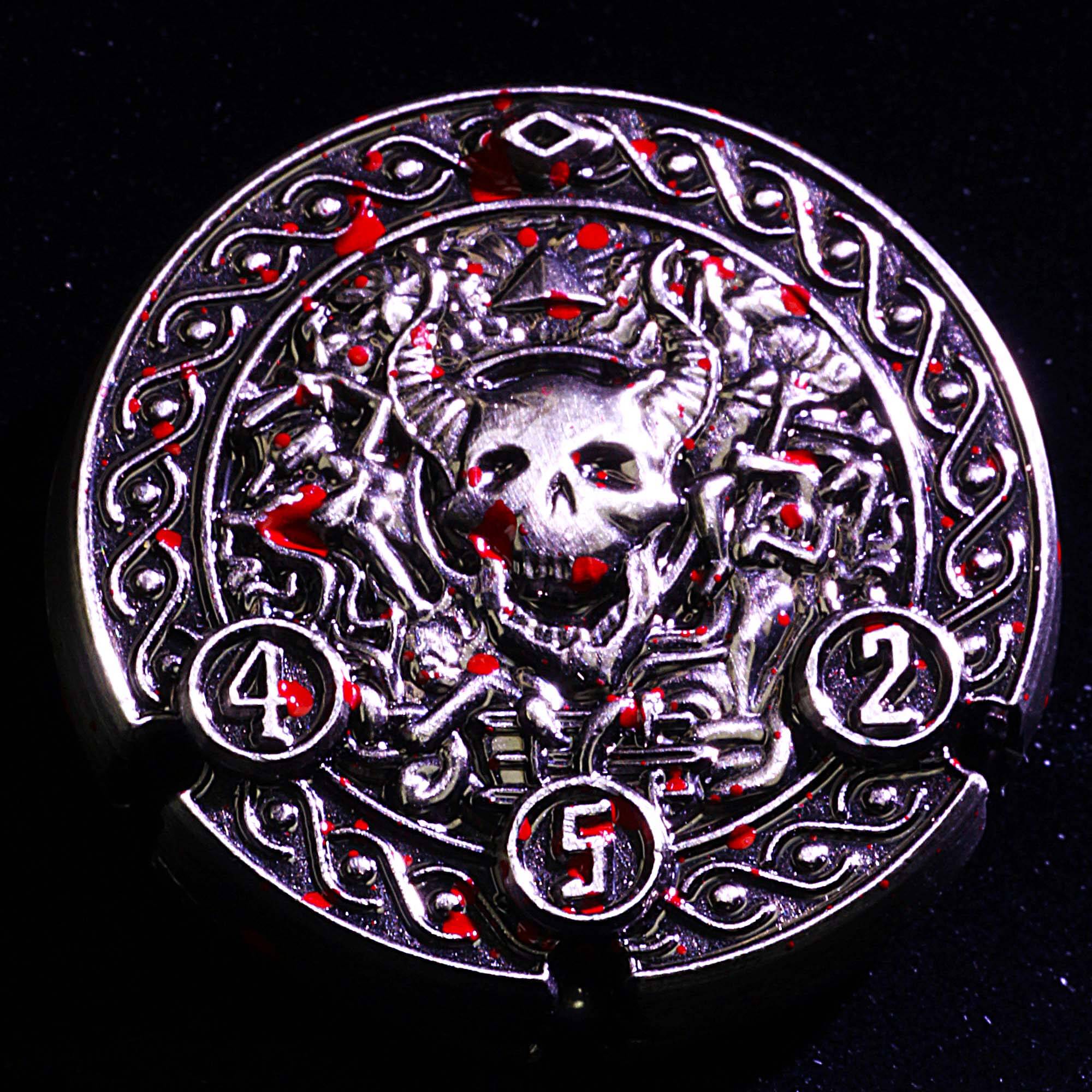 7 Die Metal Flip DnD Coin Dice Set Blood - Dice of Dragons