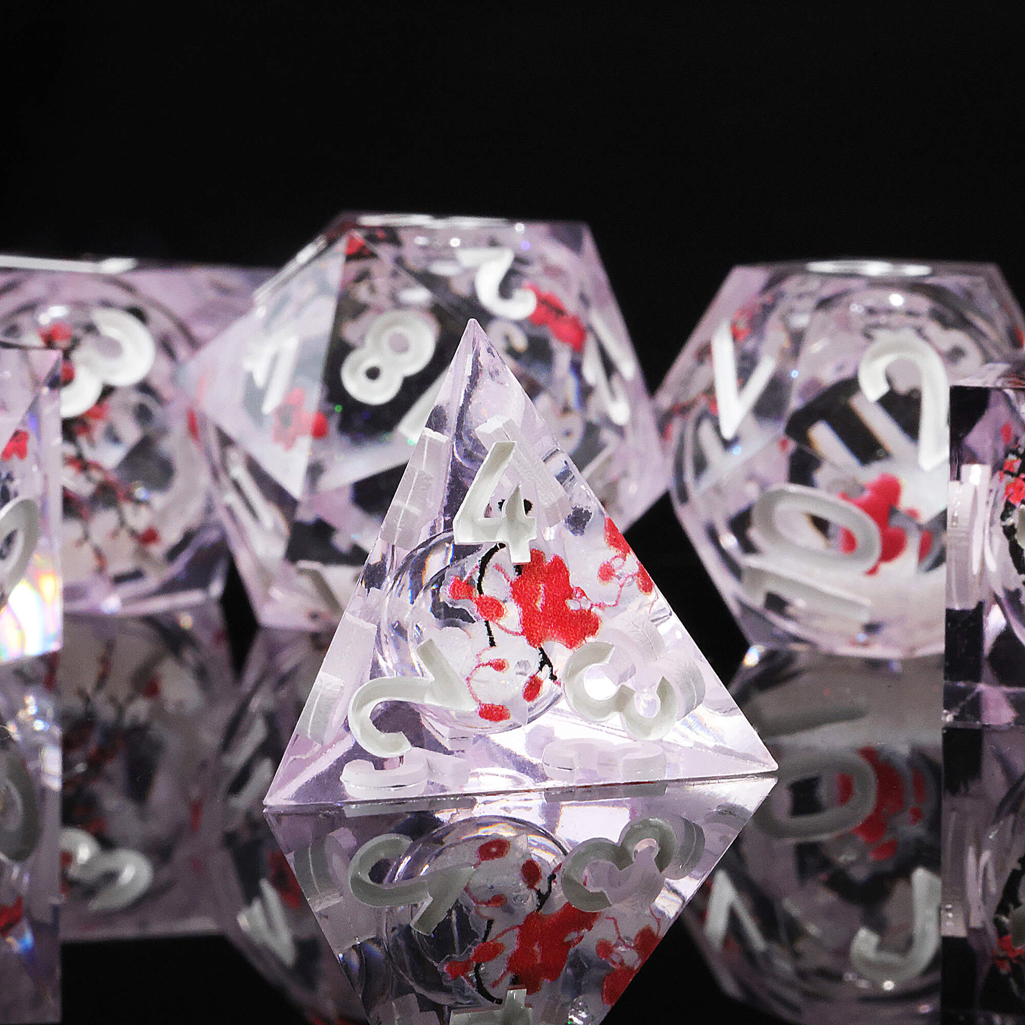 7 Piece Liquid Core Polyhedral D and D Dice Set Plum Bossom - Dice of Dragons