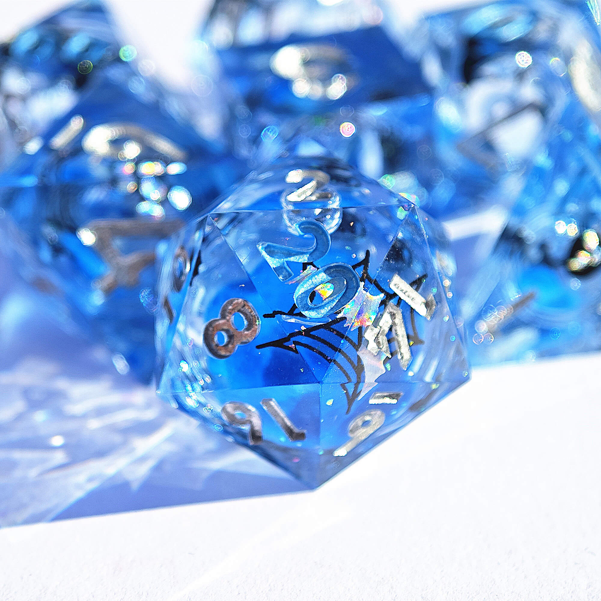 7 Piece Liquid Core Polyhedral D&D Dice Set Black Cat - Dice of Dragons