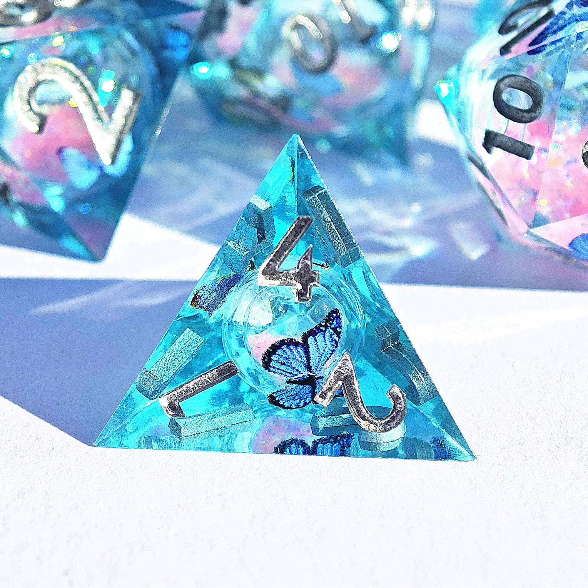 7 Piece Liquid Core Polyhedral DnD Dice Set Butterfly - Dice of Dragons