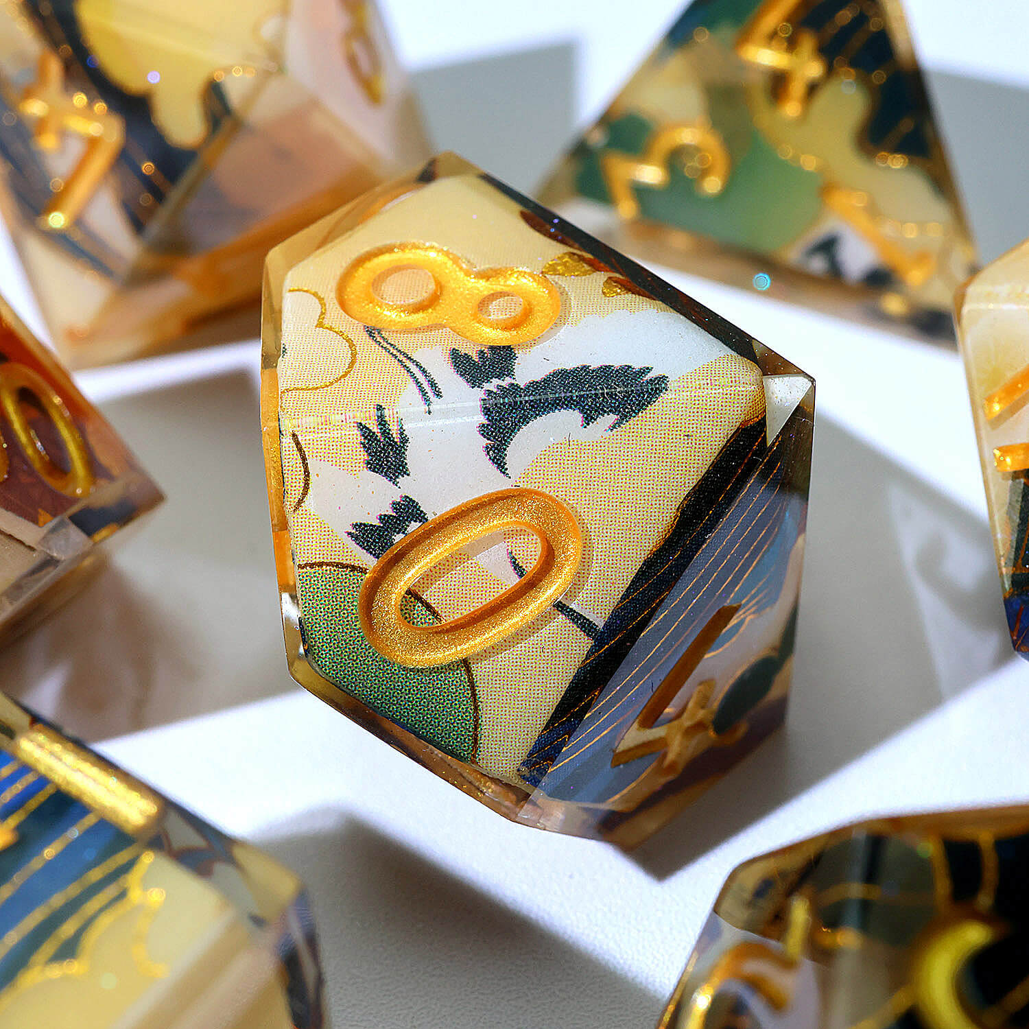 7 Piece Polyhedral Dice Set D and D Wonderland Crane - Dice of Dragons