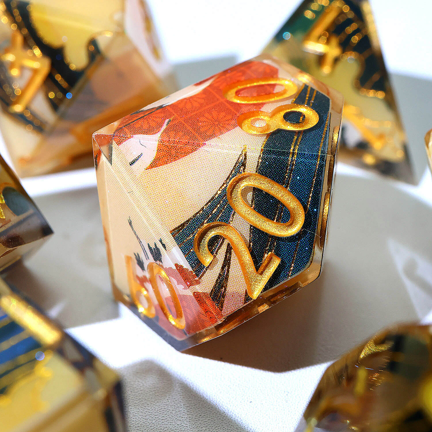 7 Piece Polyhedral Dice Set D and D Wonderland Crane - Dice of Dragons