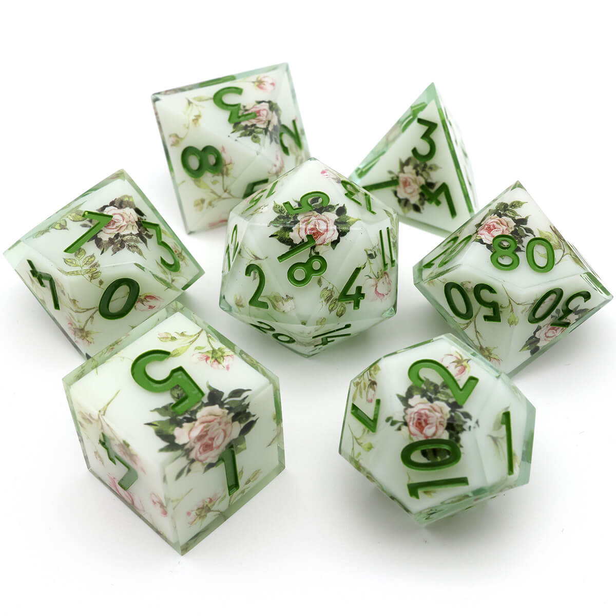 7-Piece DND Dice Set Flower Sharp Edge Layered - Dice of Dragons