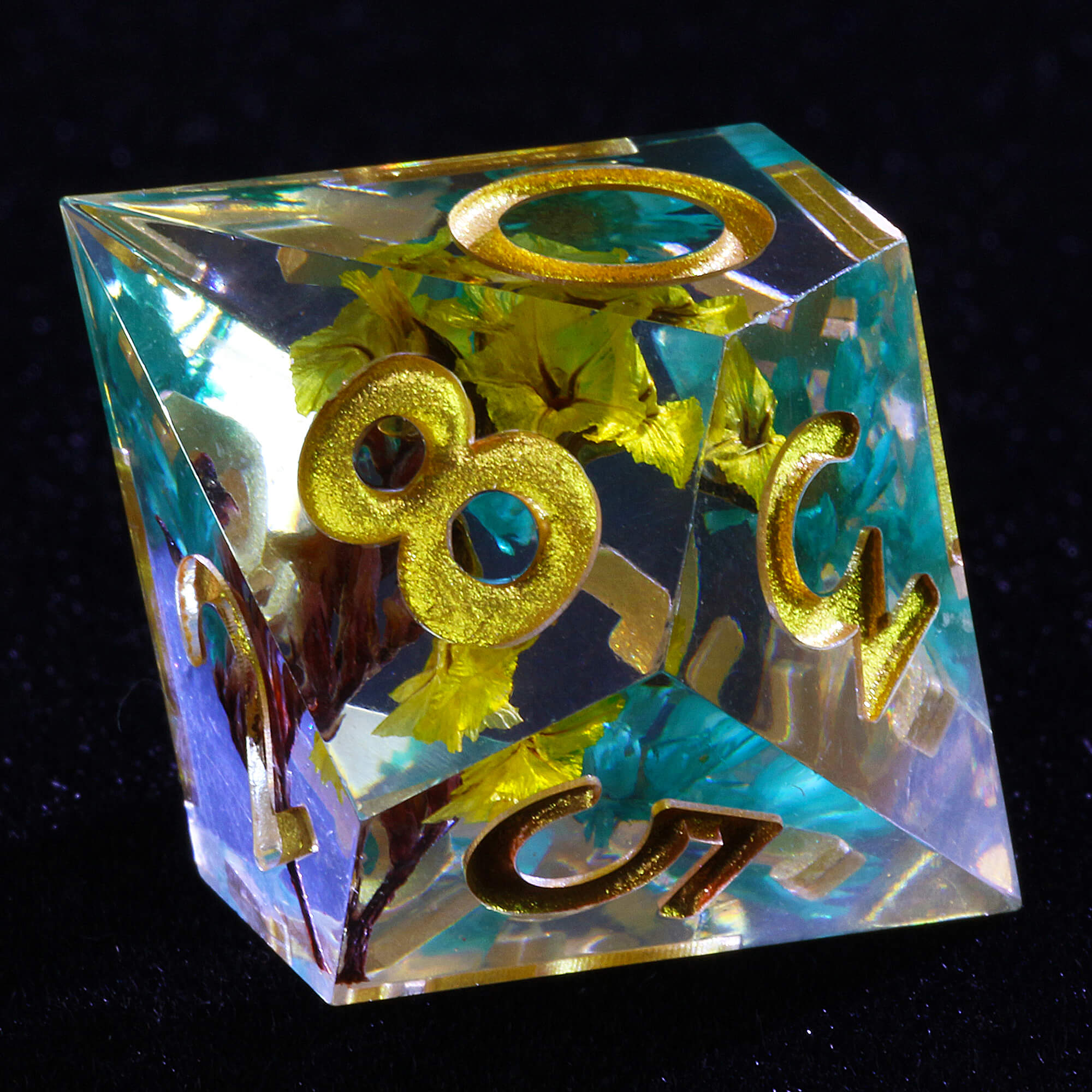 7 Polyhedral Resin Dice Sets DD Yellow Flower - Dice of Dragons