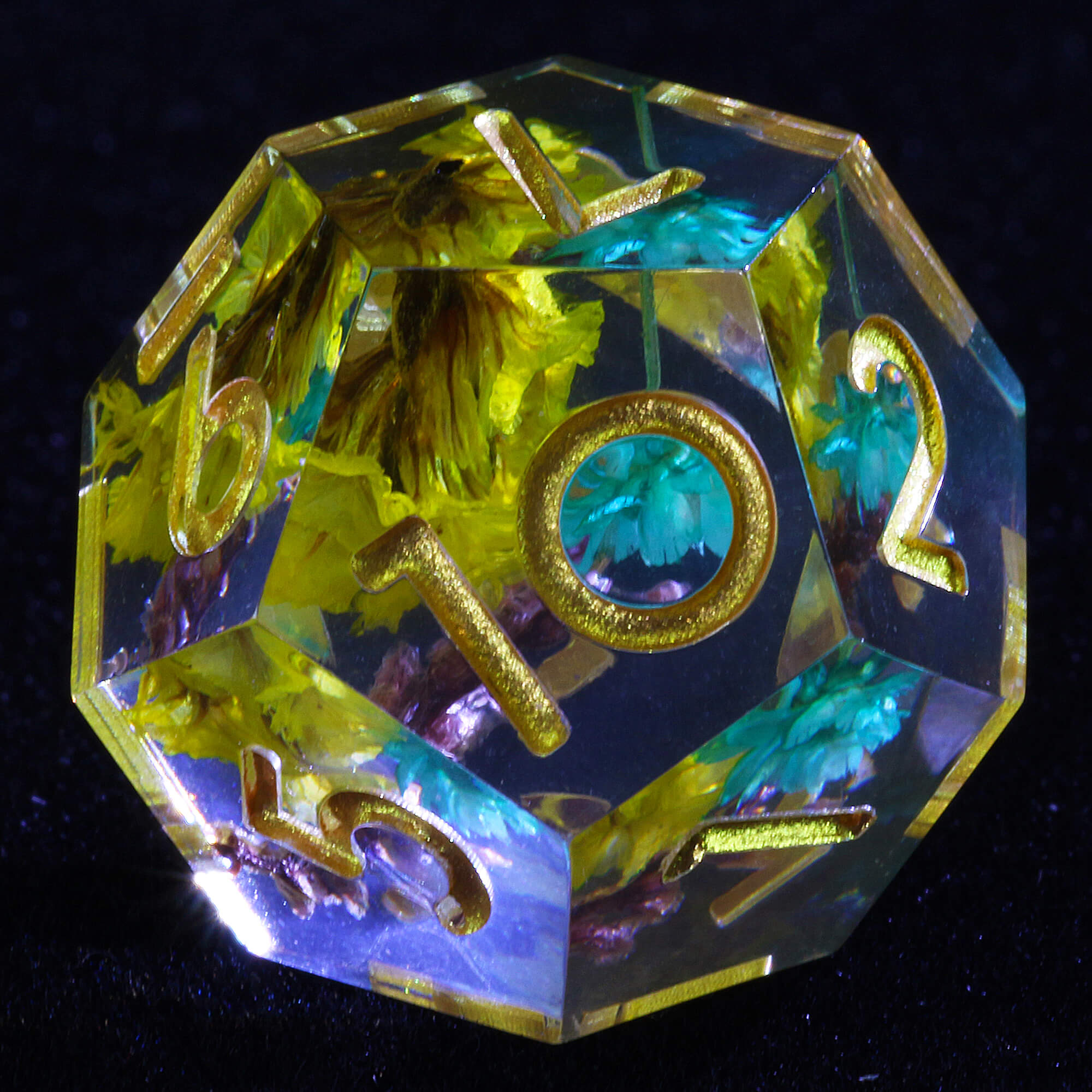 7 Polyhedral Resin Dice Sets DD Yellow Flower - Dice of Dragons
