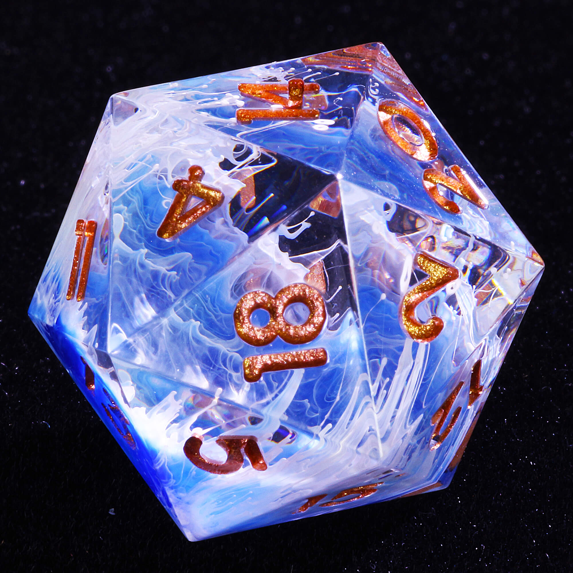 7 Polyhedral Resin Dice Sets D&D Wave Blue - Dice of Dragons