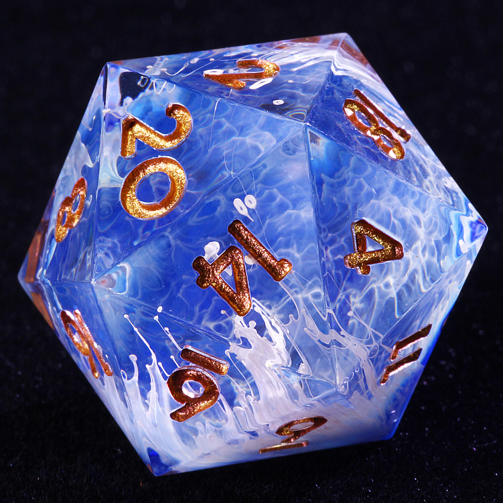 7 Polyhedral Resin Set of Dice DnD Wave Blue - Dice of Dragons