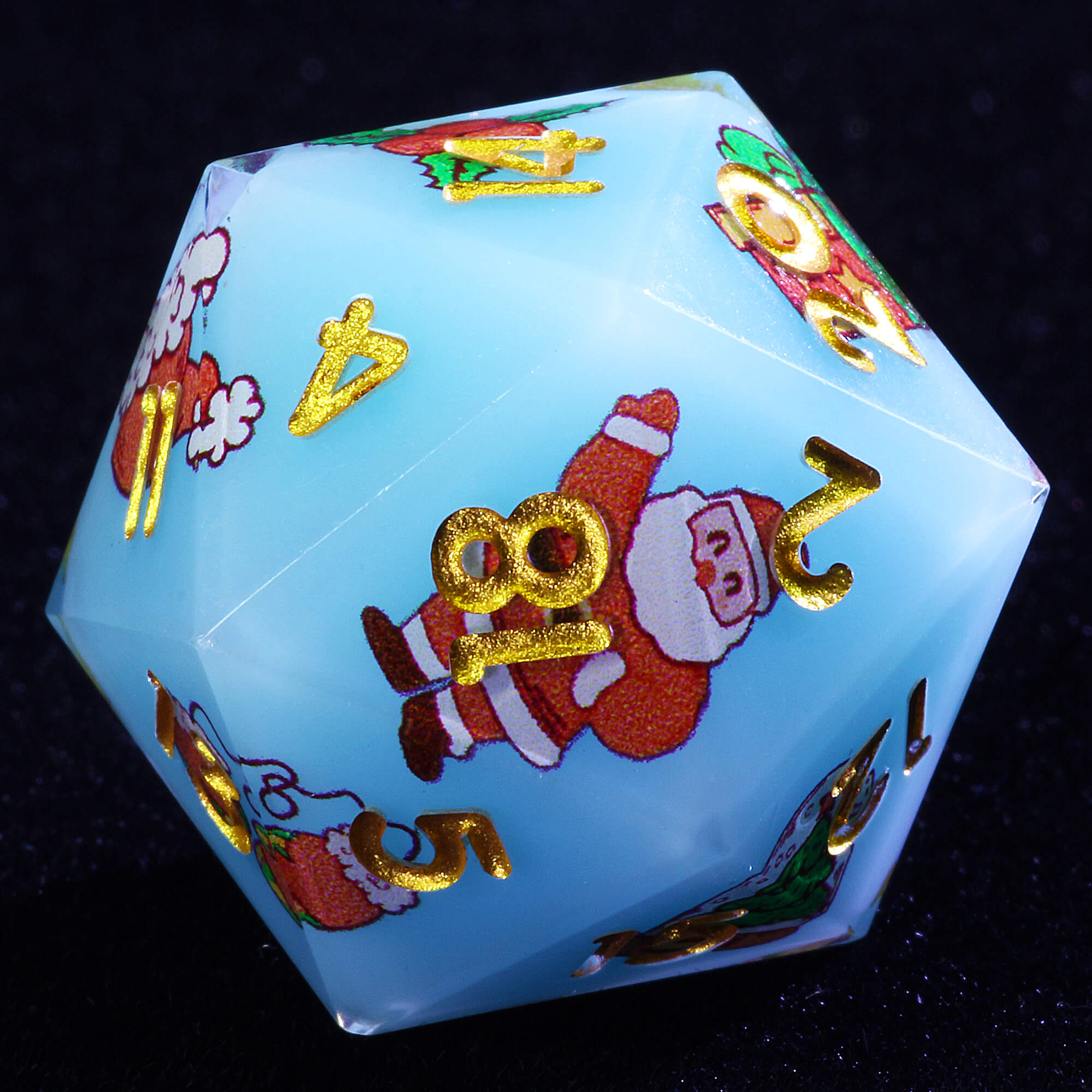 7 Polyhedral Resin DD Dice Sets Christmas Santa Claus Blue - Dice of Dragons