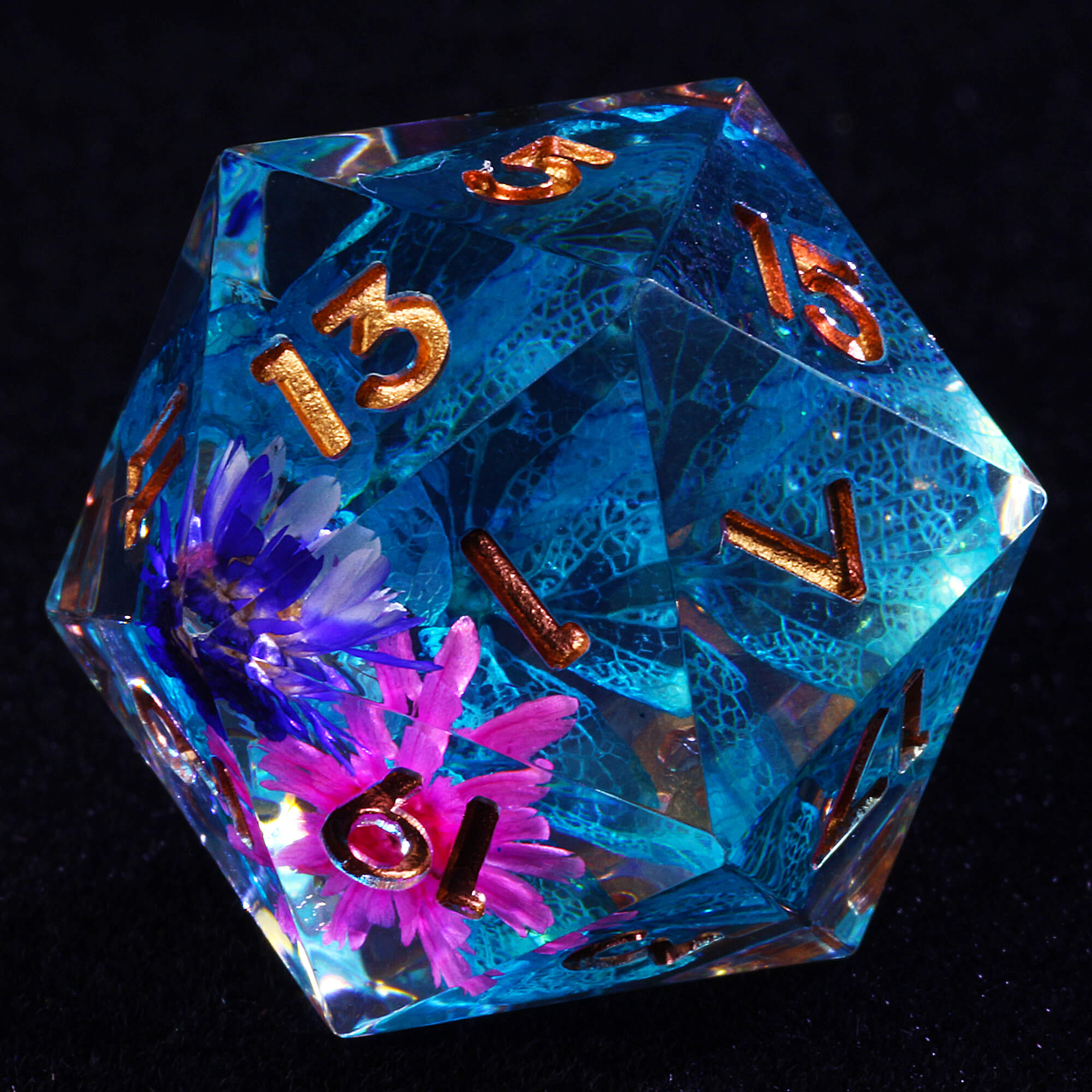 7 Polyhedral Resin D&D Dice Sets Flower - Dice of Dragons
