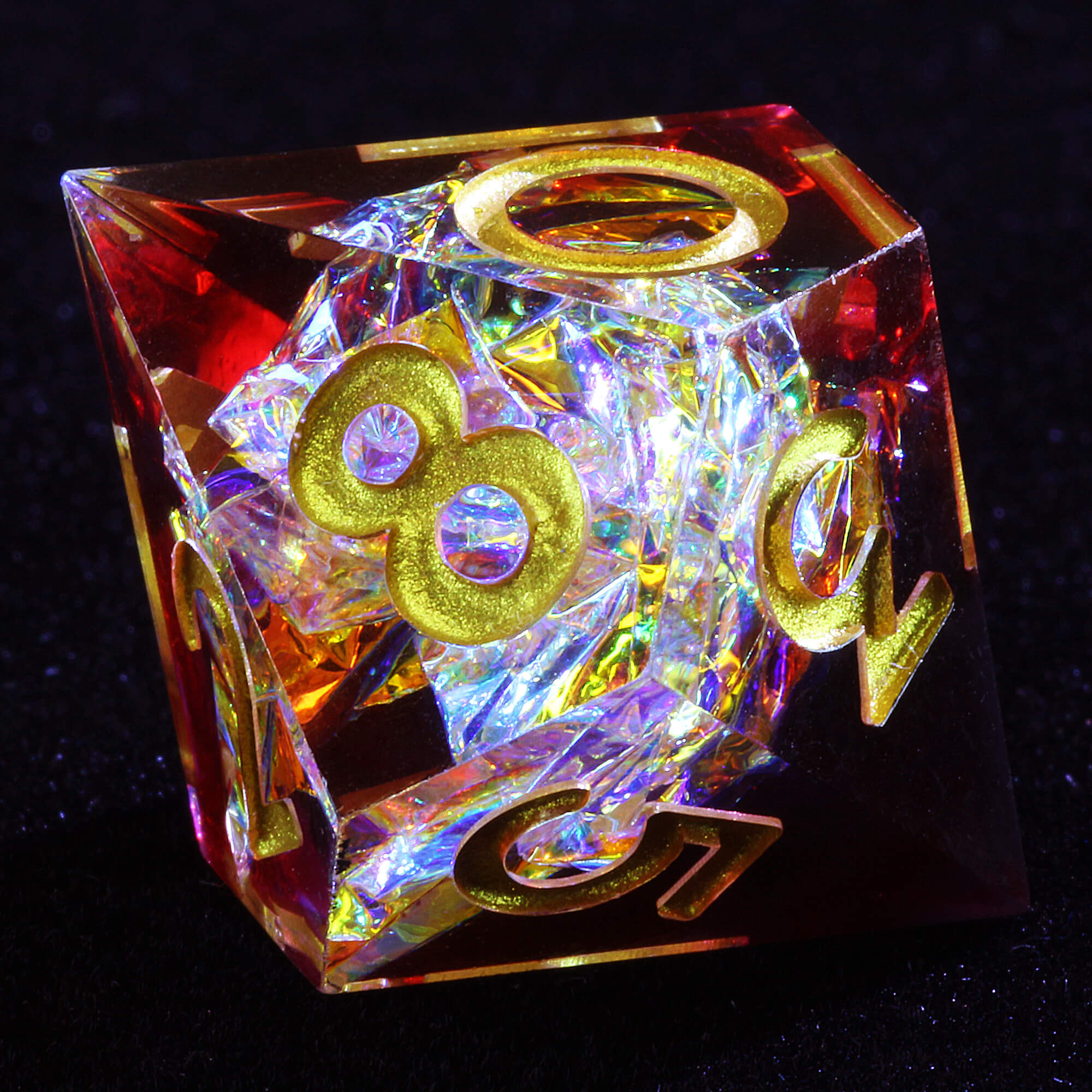 7 Polyhedral Resin DnD Dice Set Silver Paper Red - Dice of Dragons