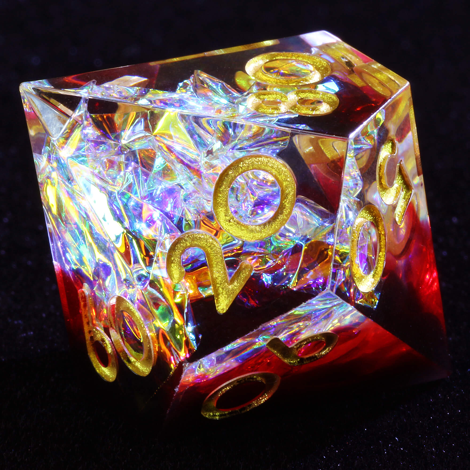 7 Polyhedral Resin DnD Dice Set Silver Paper Red - Dice of Dragons