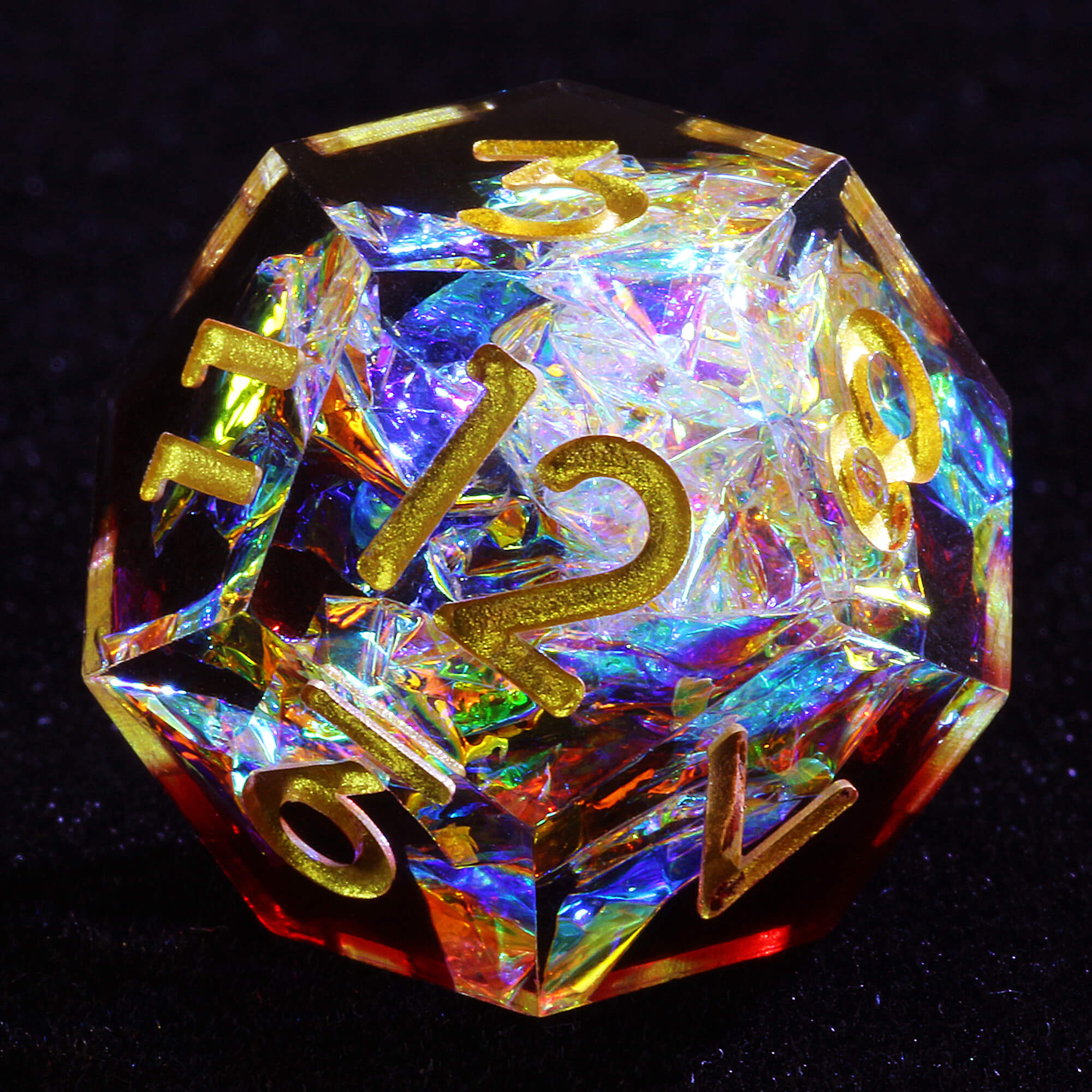 7 Polyhedral Resin DnD Dice Set Silver Paper Red - Dice of Dragons