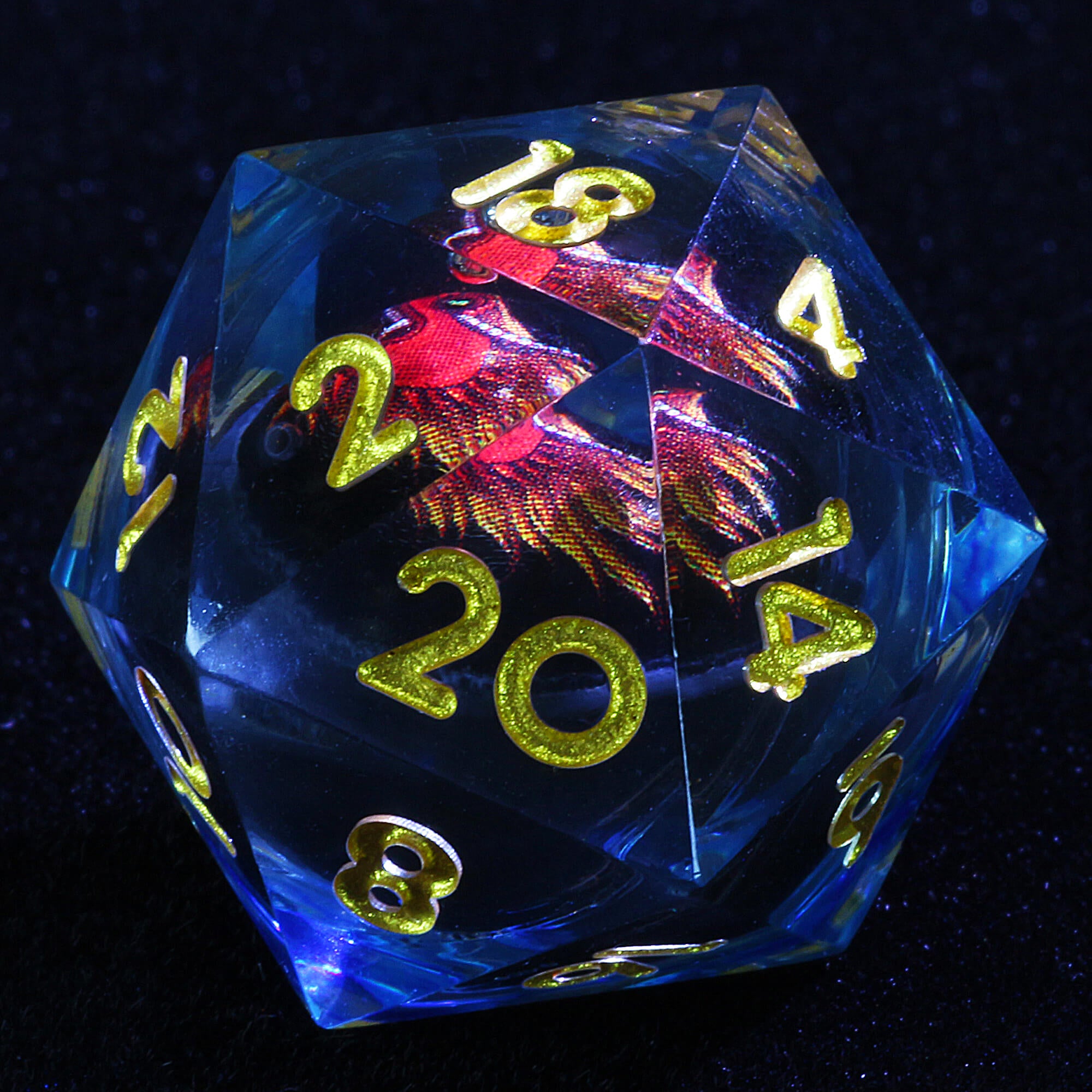 7 Polyhedral Resin Dragon Liquid Core Set Dice DnD - Dice of Dragons