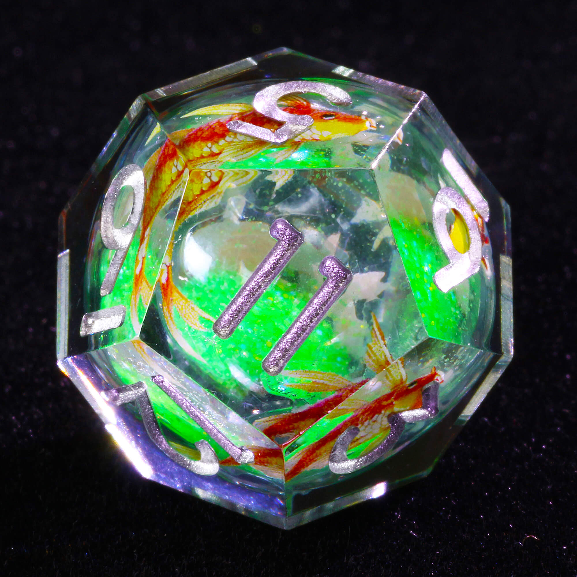 7 Polyhedral Resin Liquid Core Set of Dice DD Fish - Dice of Dragons