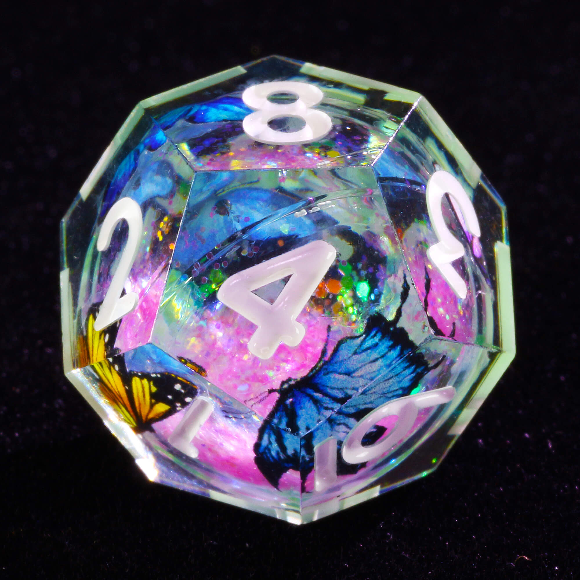 7 Polyhedral Resin Liquid Core Set of Dice D&D Butterfly - Dice of Dragons