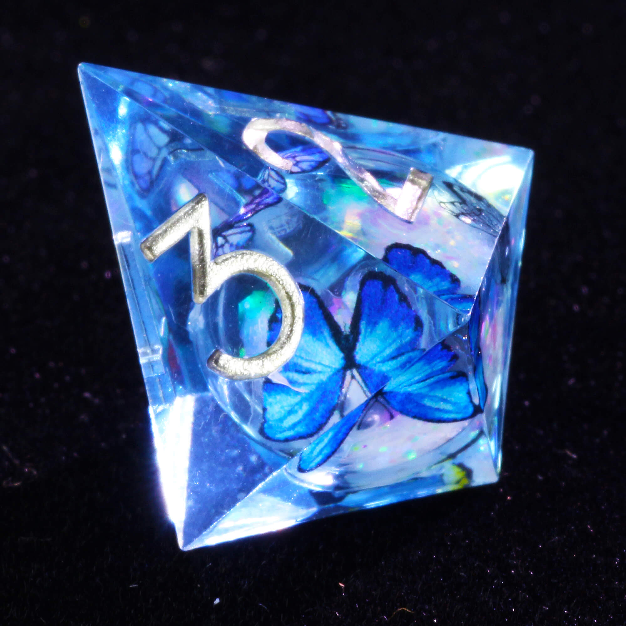 7 Polyhedral Resin Liquid Core Set of DnD Dice Butterfly - Dice of Dragons
